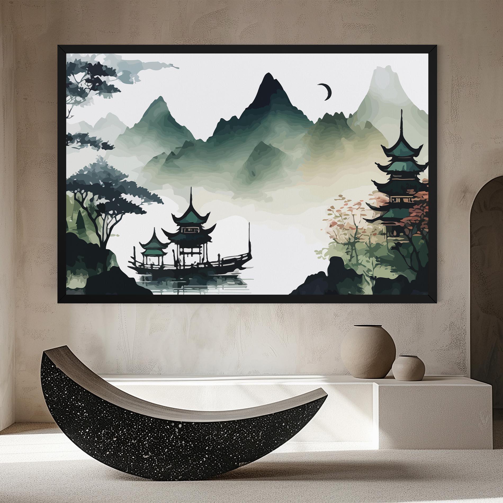 Obraz na Płótnie Green Mountain Moon mockup 8