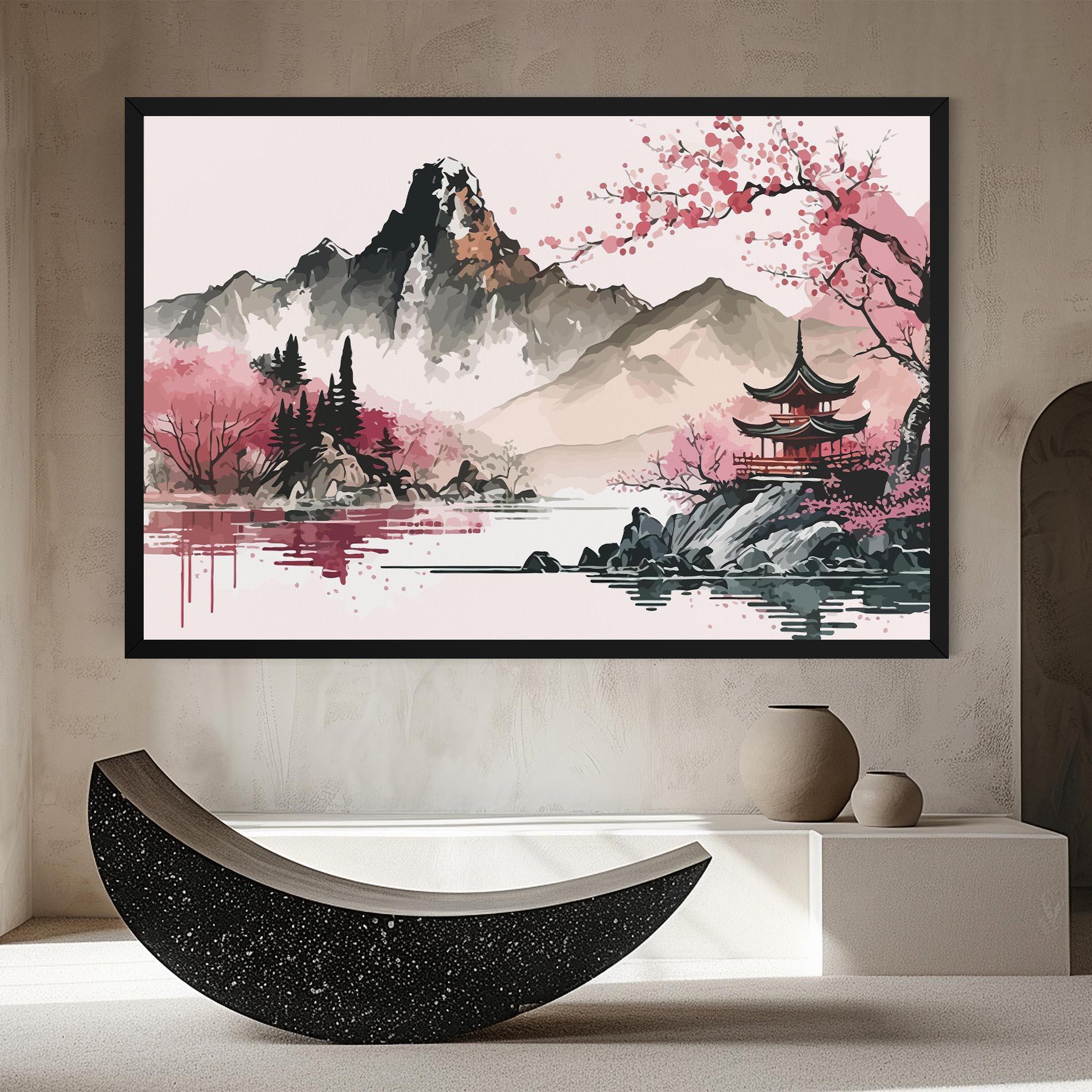 Obraz na Płótnie Pink Asian View mockup 8