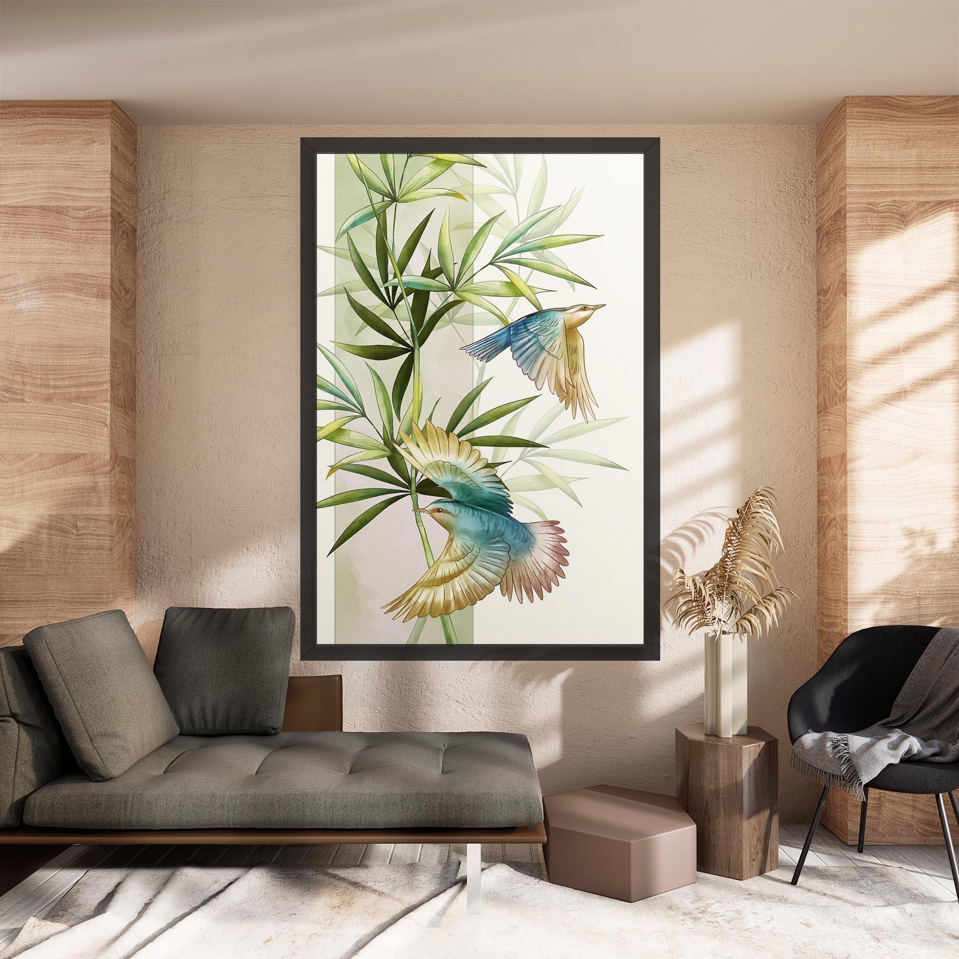 Obraz na Płótnie Asiatic Blue Birds mockup 8