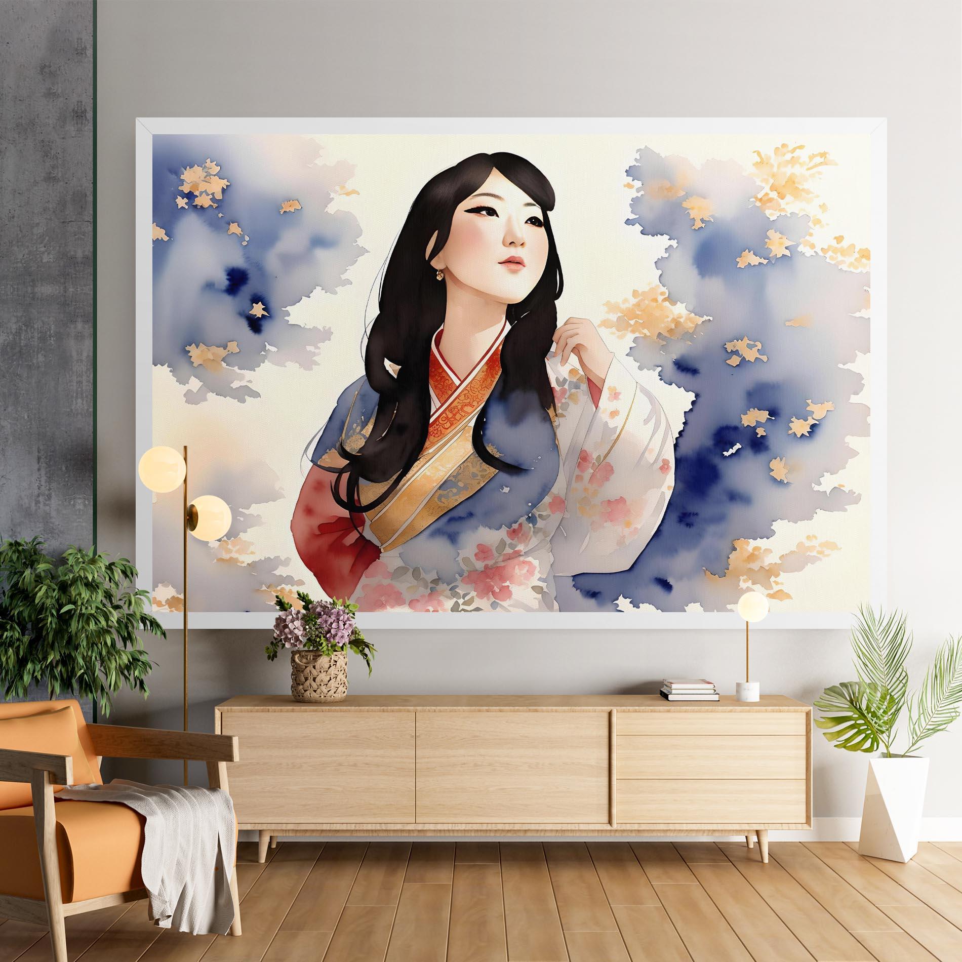 Obraz na Płótnie Asian Woman Dancing mockup 9