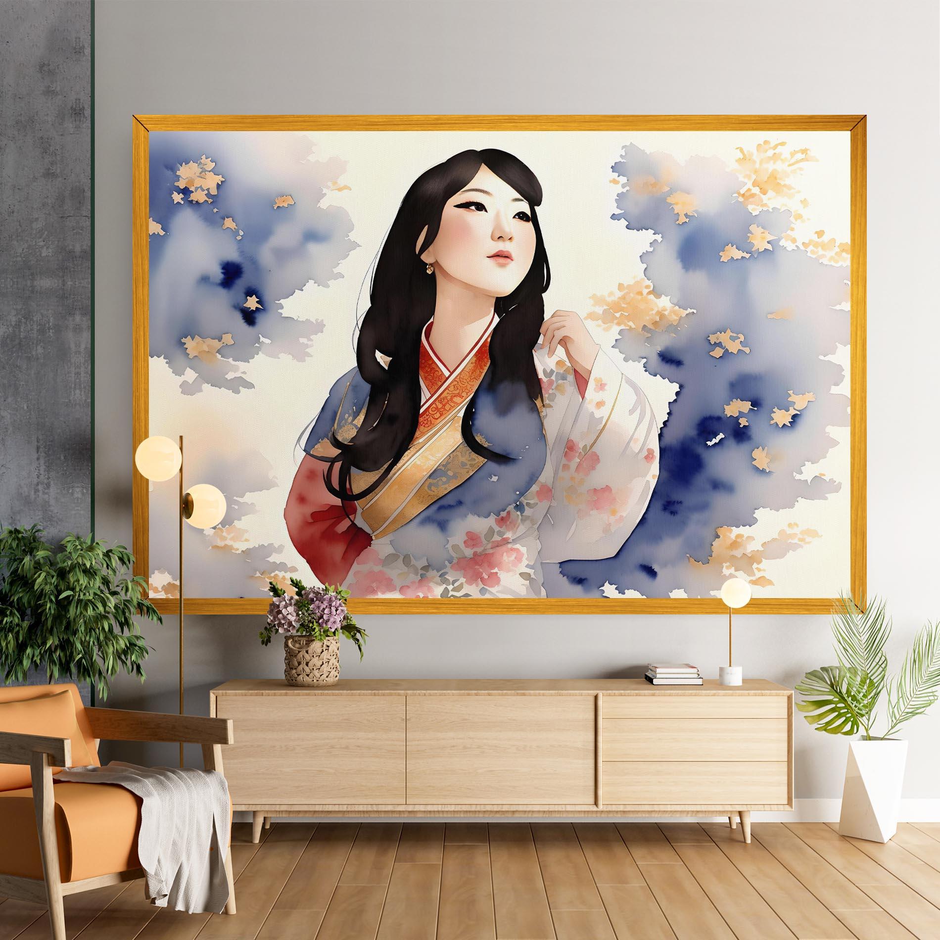 Obraz na Płótnie Asian Woman Dancing mockup 9