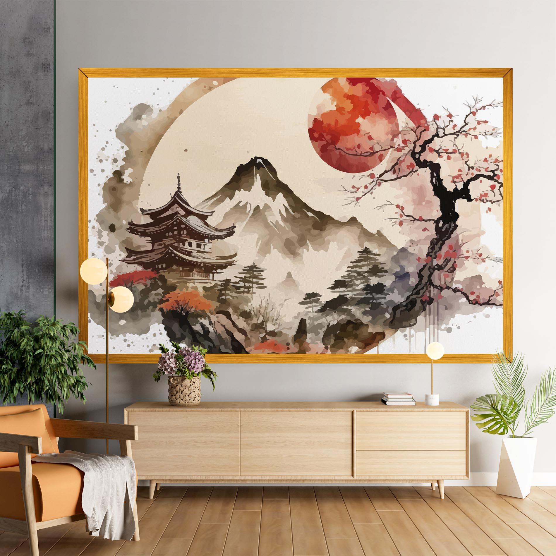 Obraz na Płótnie Asiatic Blossom View mockup 9