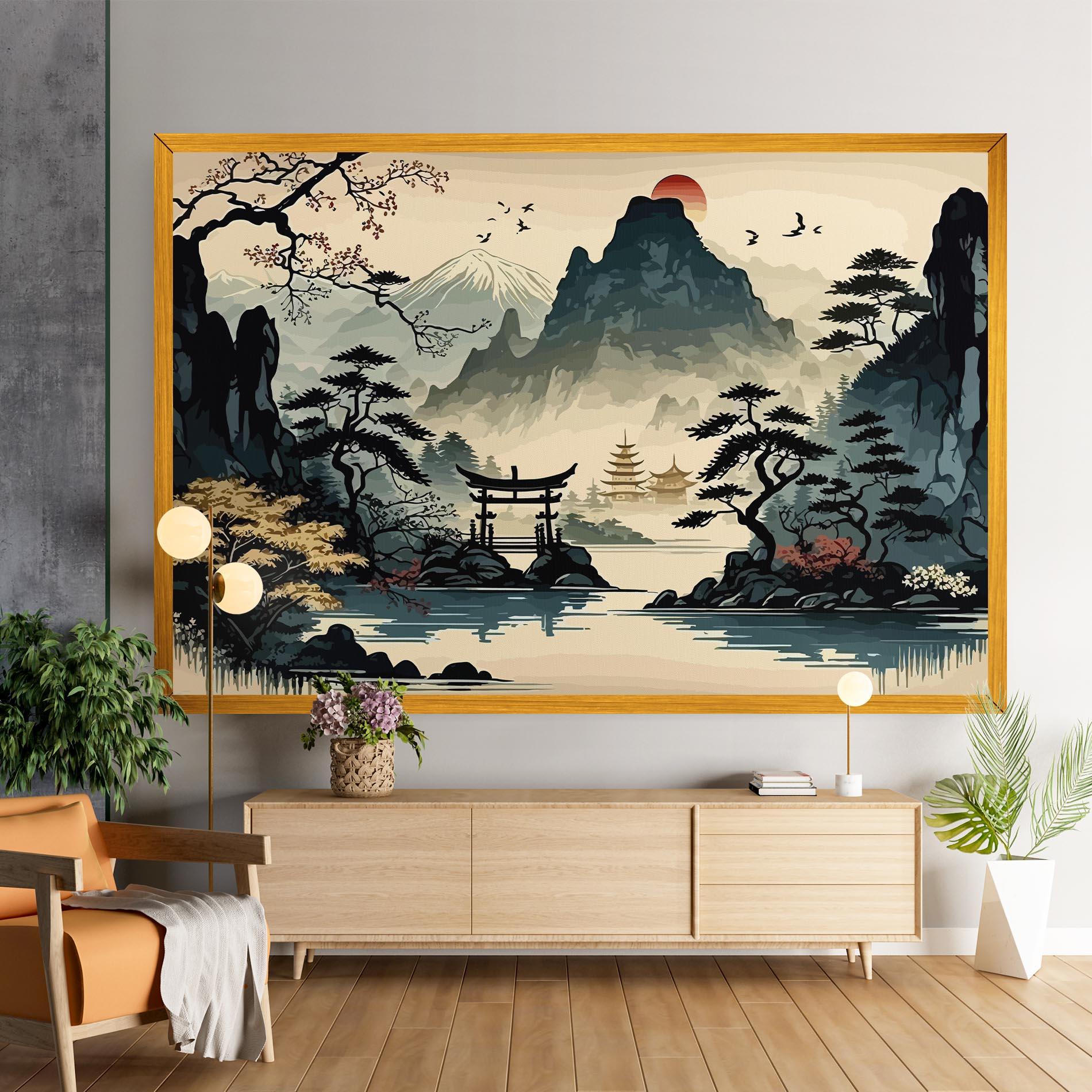 Obraz na Płótnie Cream Chinese Mountain mockup 9