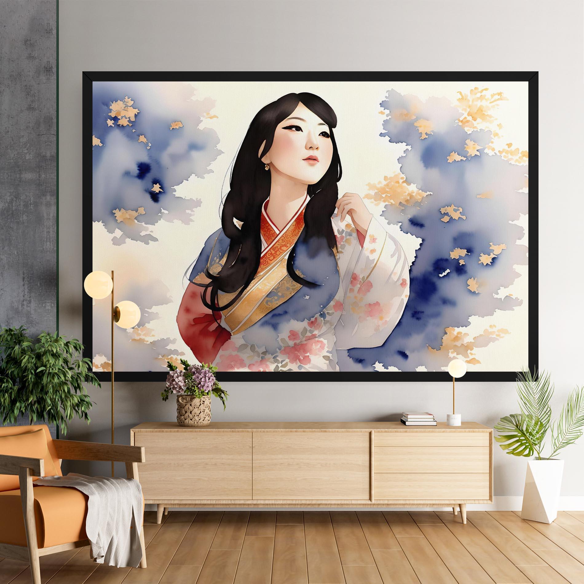 Obraz na Płótnie Asian Woman Dancing mockup 9