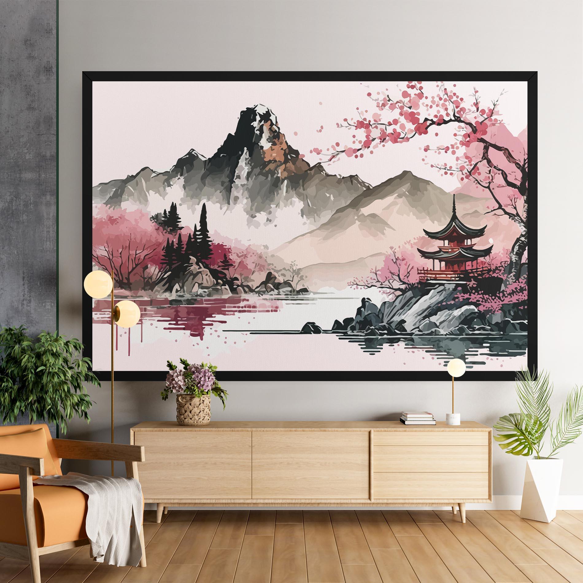 Obraz na Płótnie Pink Asian View mockup 9