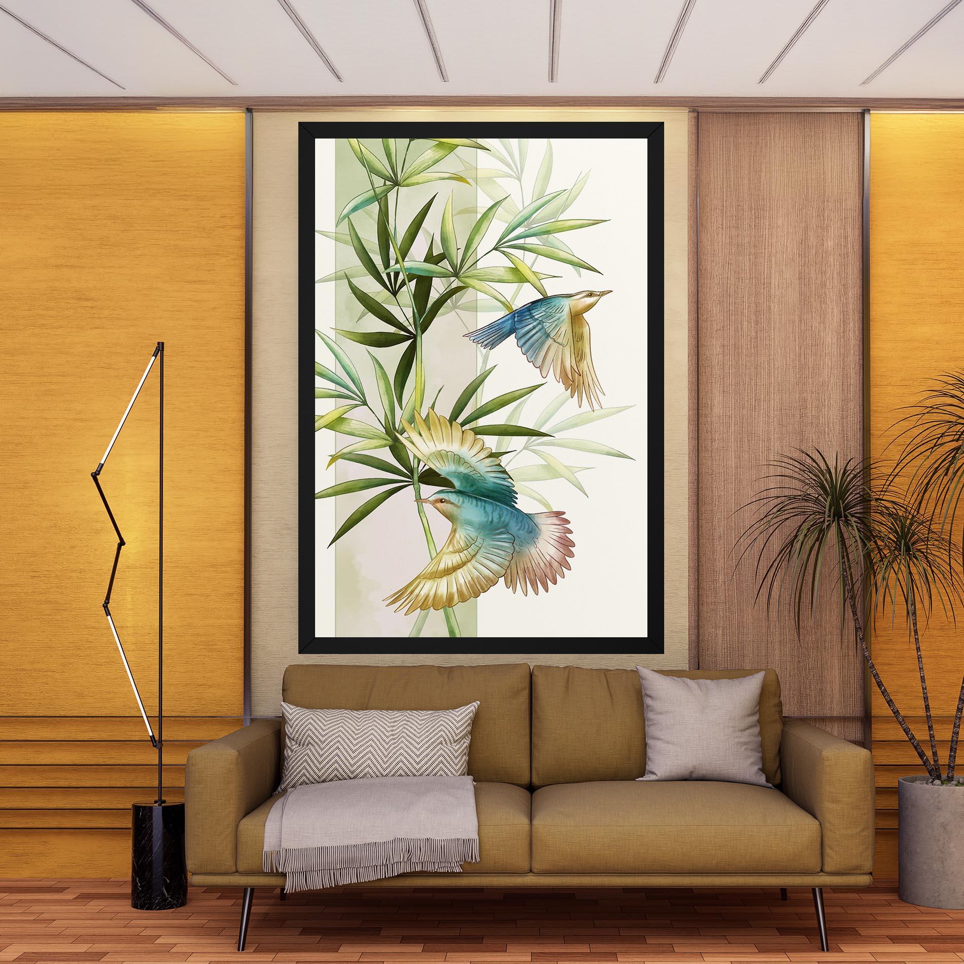 Obraz na Płótnie Asiatic Blue Birds mockup 9