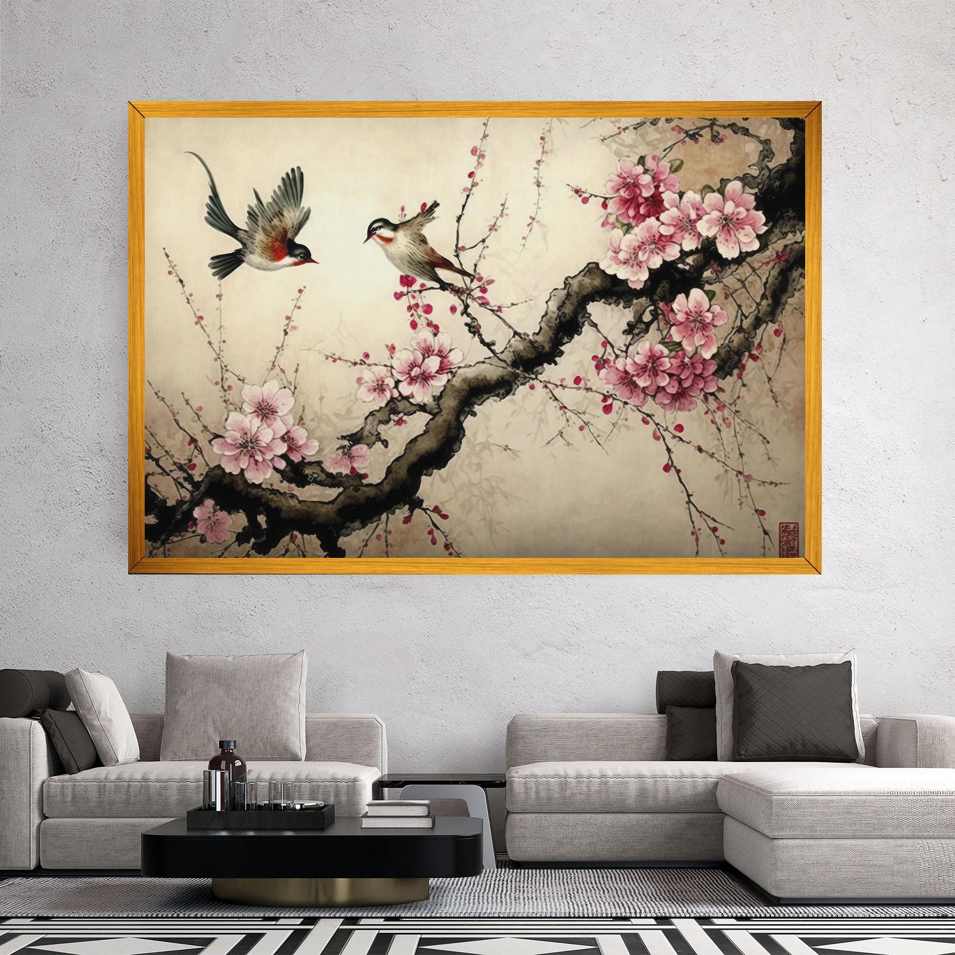 Obraz na Płótnie Cherry Blossom Birds mockup 2