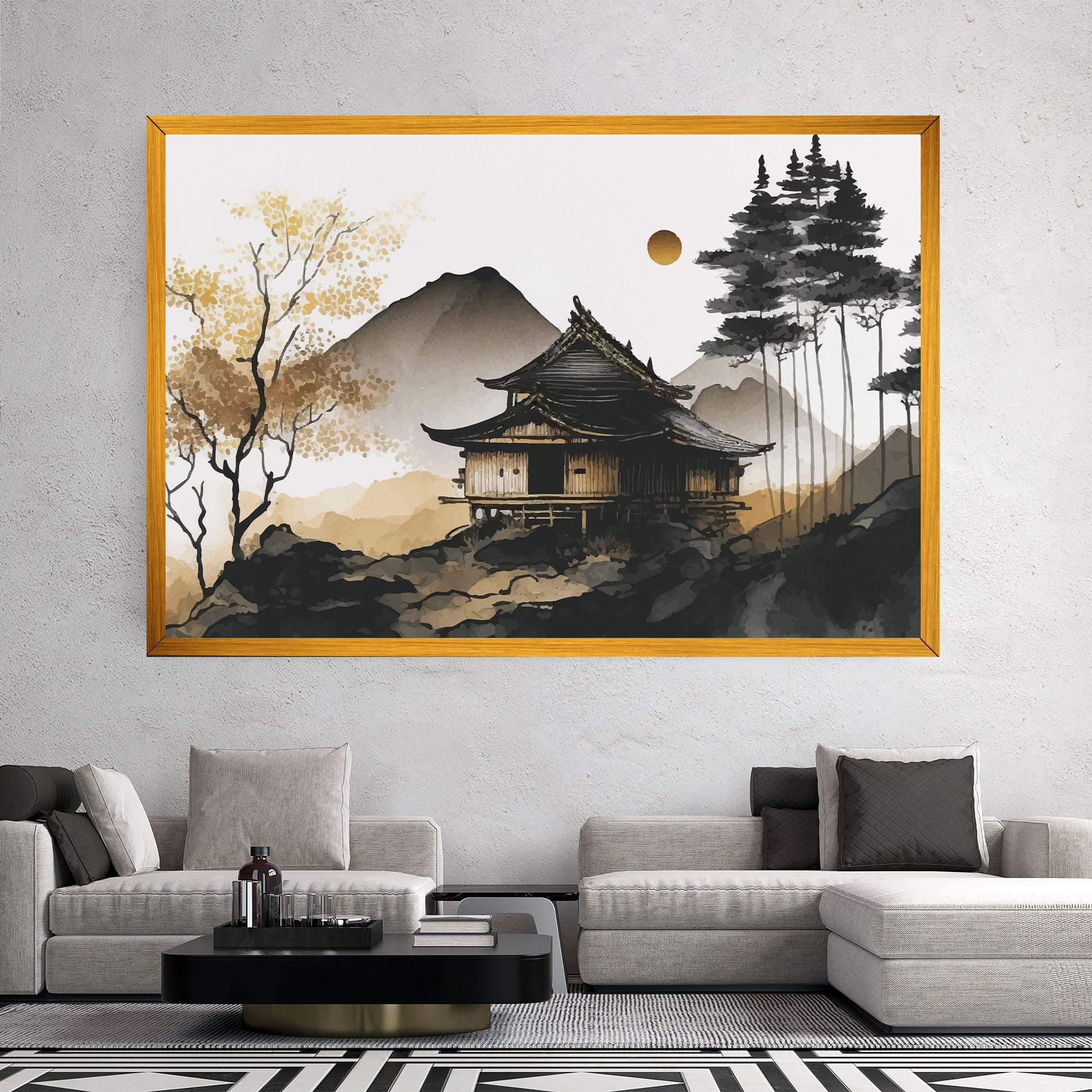 Obraz na Płótnie Gold Japanese Temple mockup 2