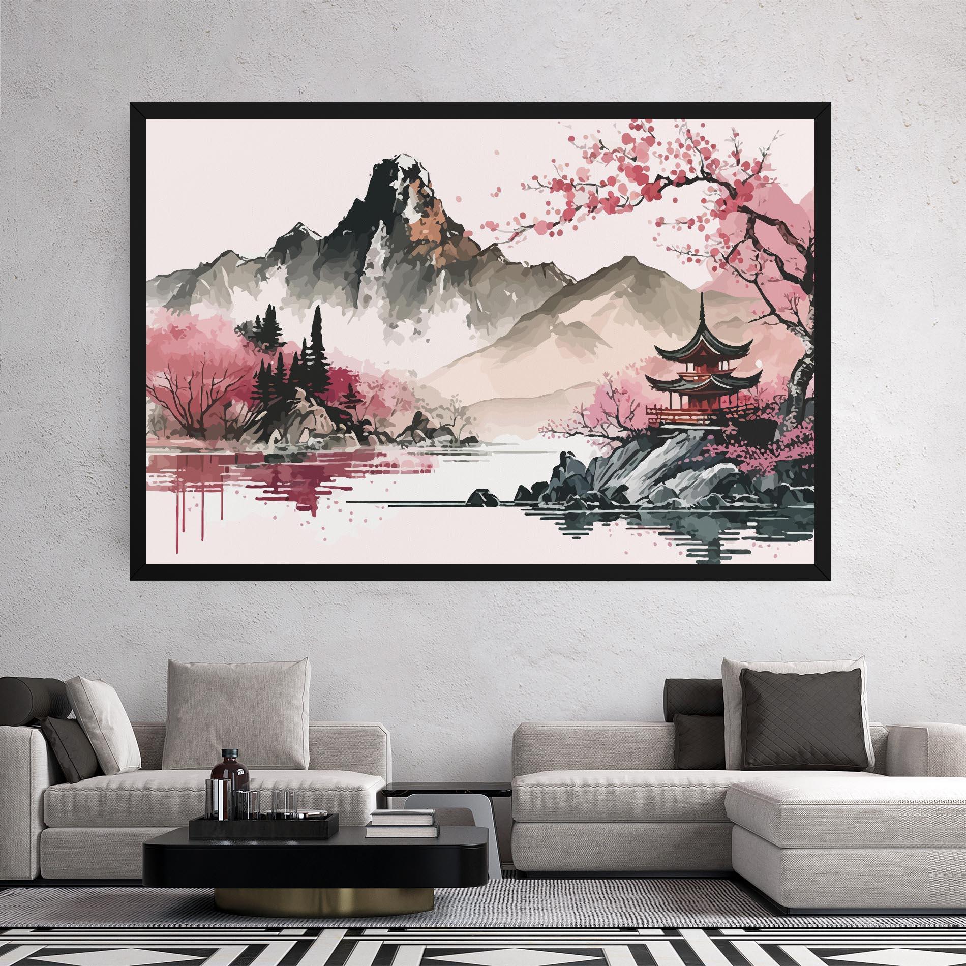 Obraz na Płótnie Pink Asian View mockup 2