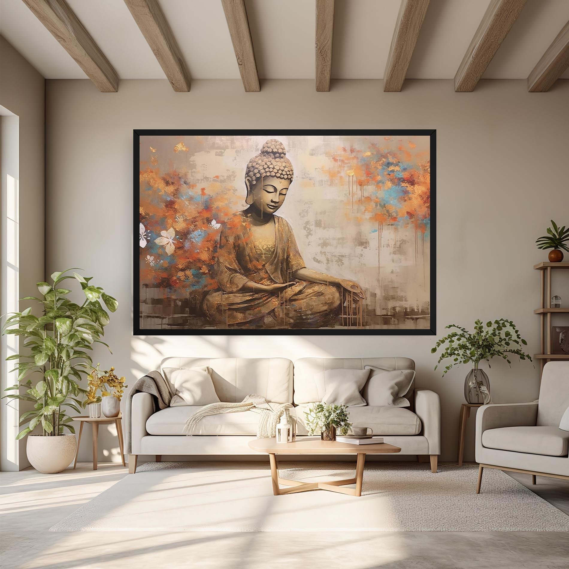 Obraz na Płótnie Buddha Cream Blue mockup 6