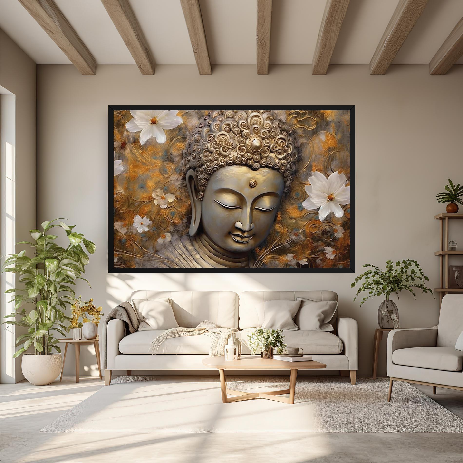 Obraz na Płótnie White Flower Buddha Art mockup 6