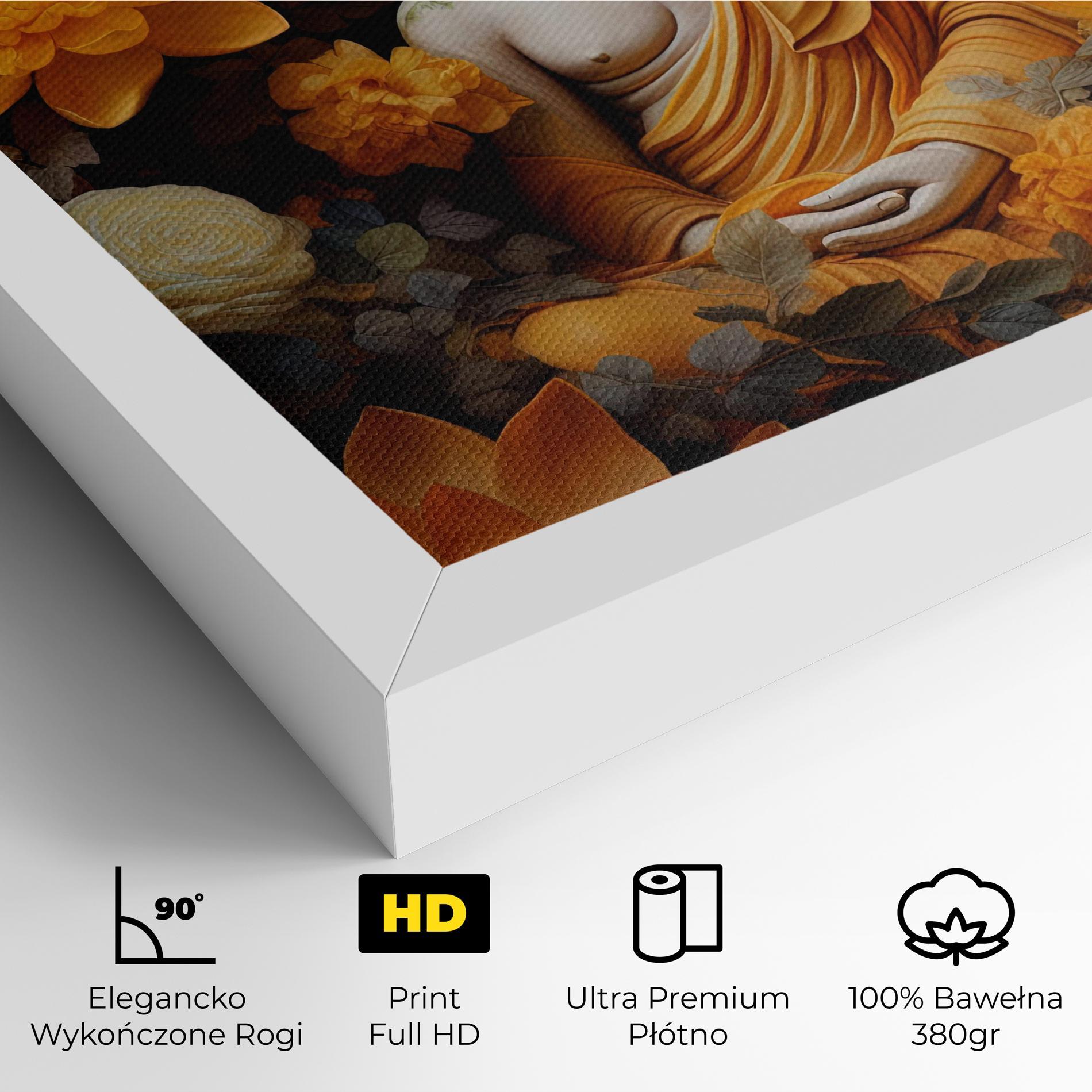 Obraz na Płótnie Buddha Big Flowers mockup 4