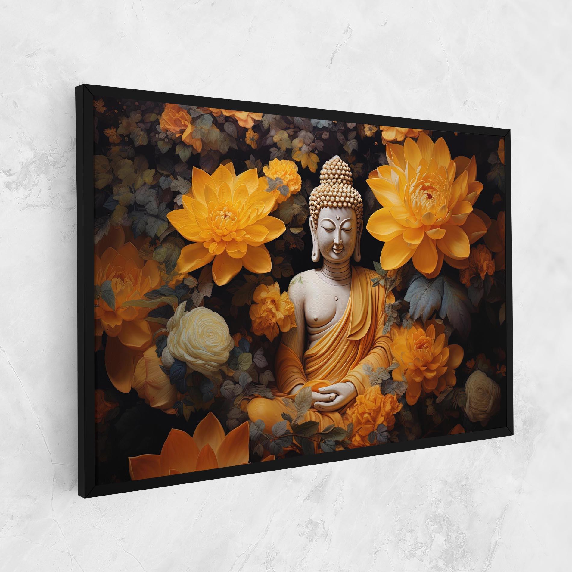 Obraz na Płótnie Buddha Big Flowers mockup 1