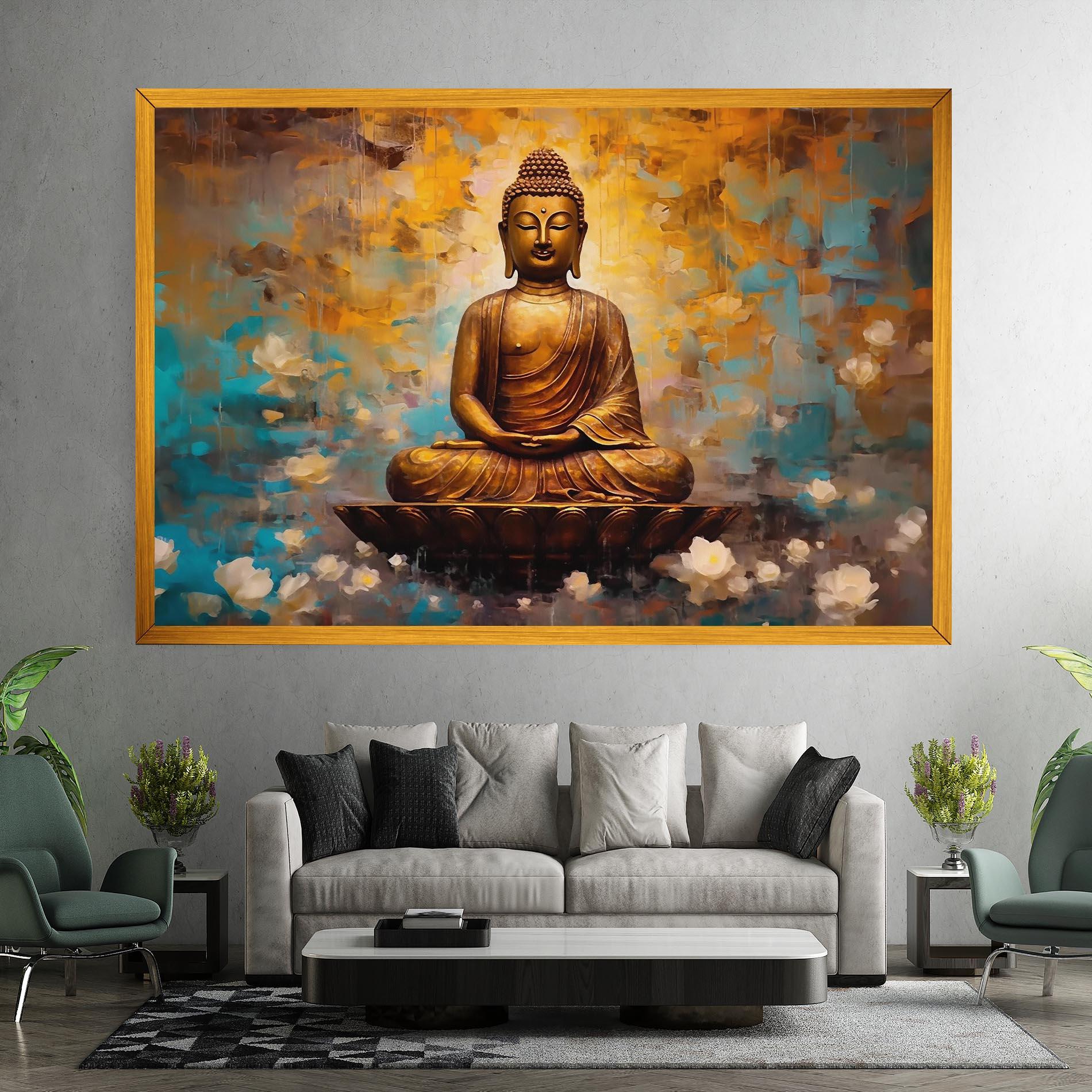 Obraz na Płótnie Blue Gold Buddha mockup 7