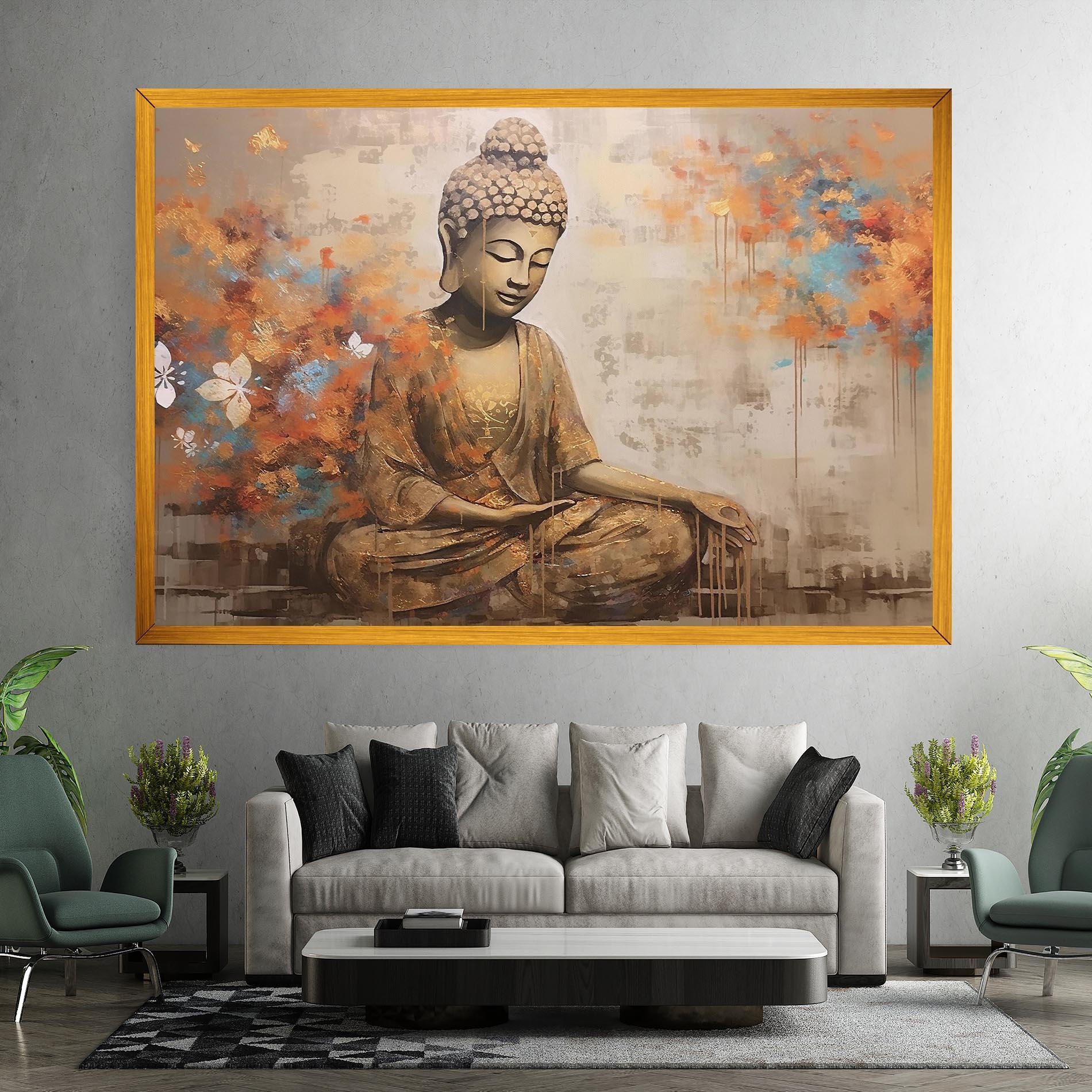 Obraz na Płótnie Buddha Cream Blue mockup 7