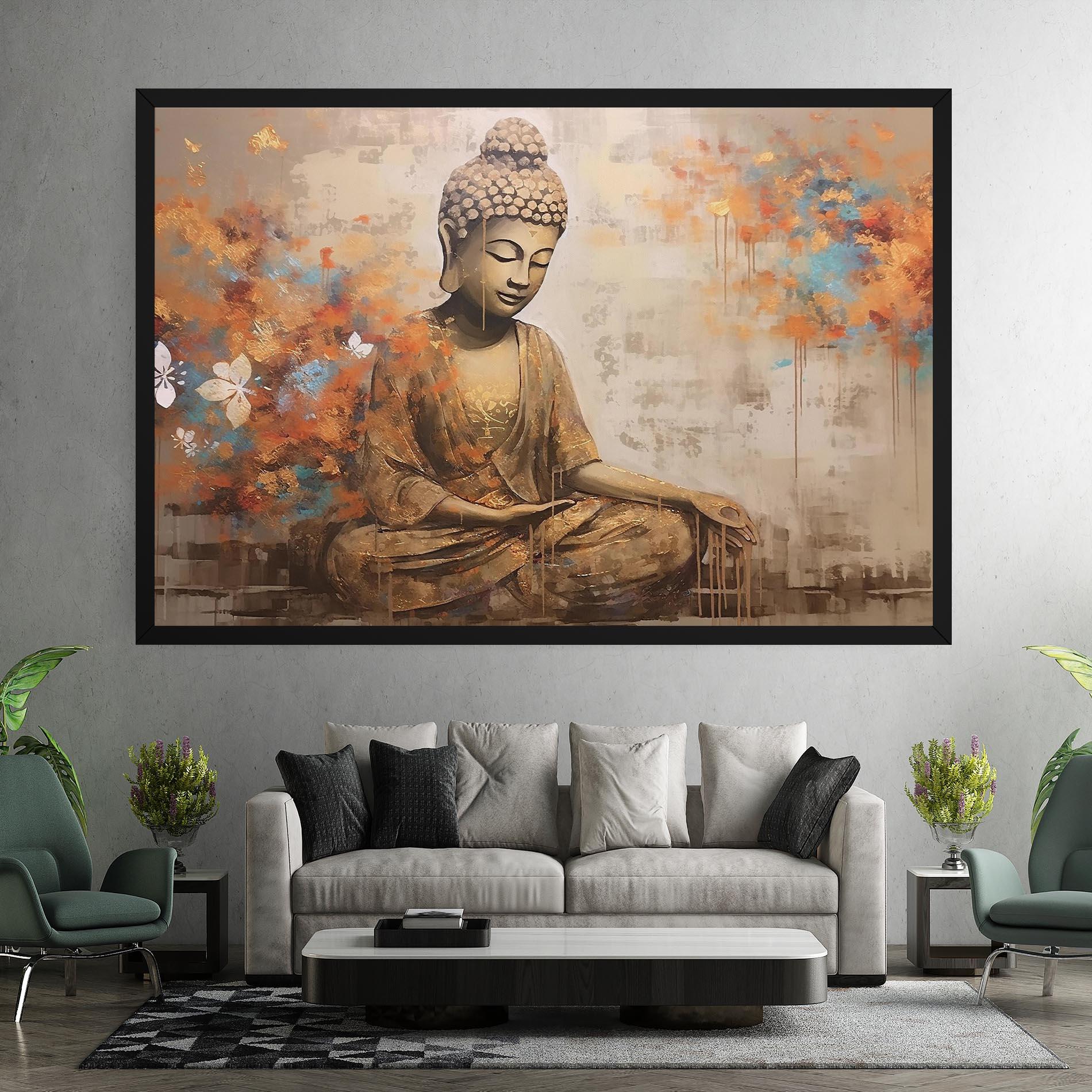 Obraz na Płótnie Buddha Cream Blue mockup 7