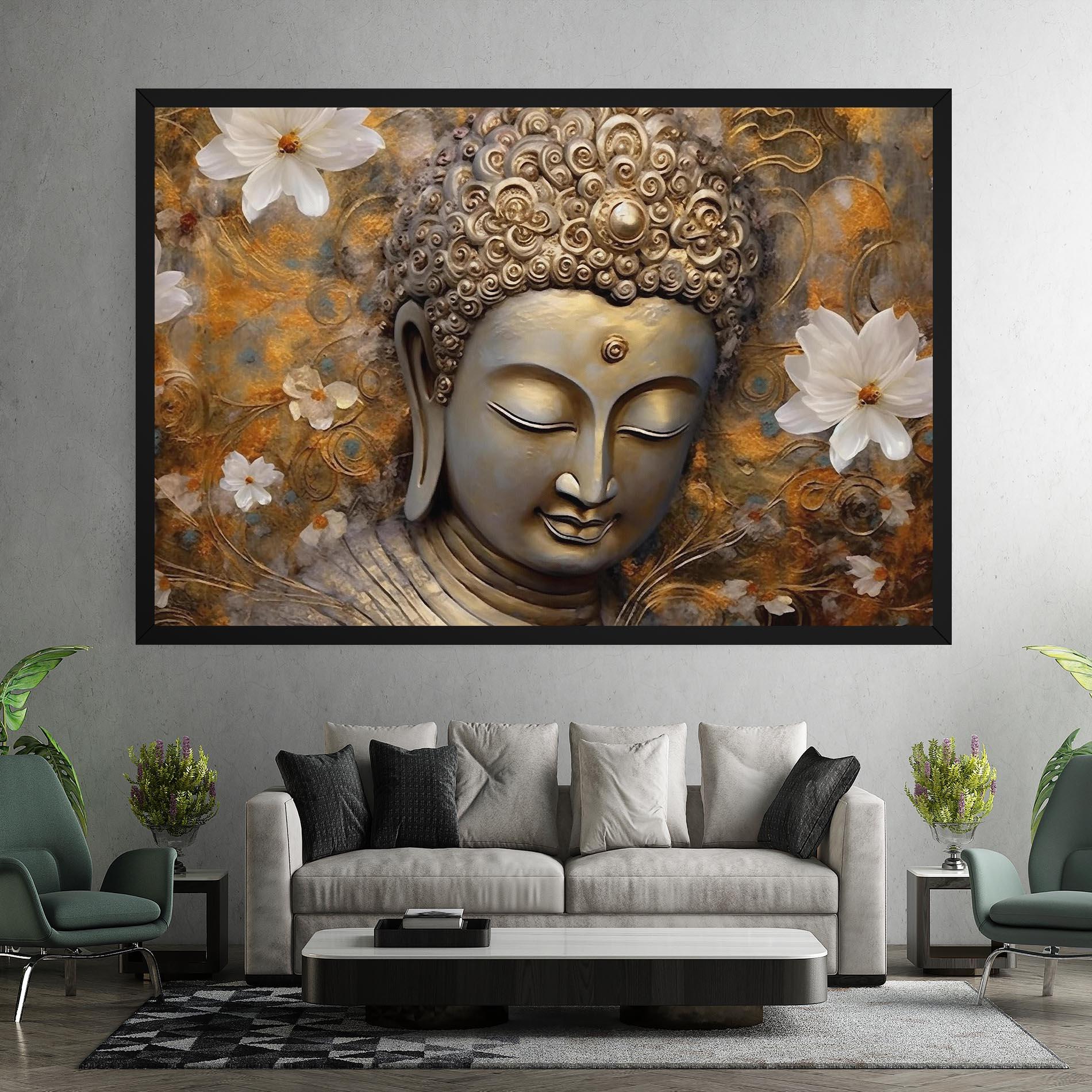 Obraz na Płótnie White Flower Buddha Art mockup 7
