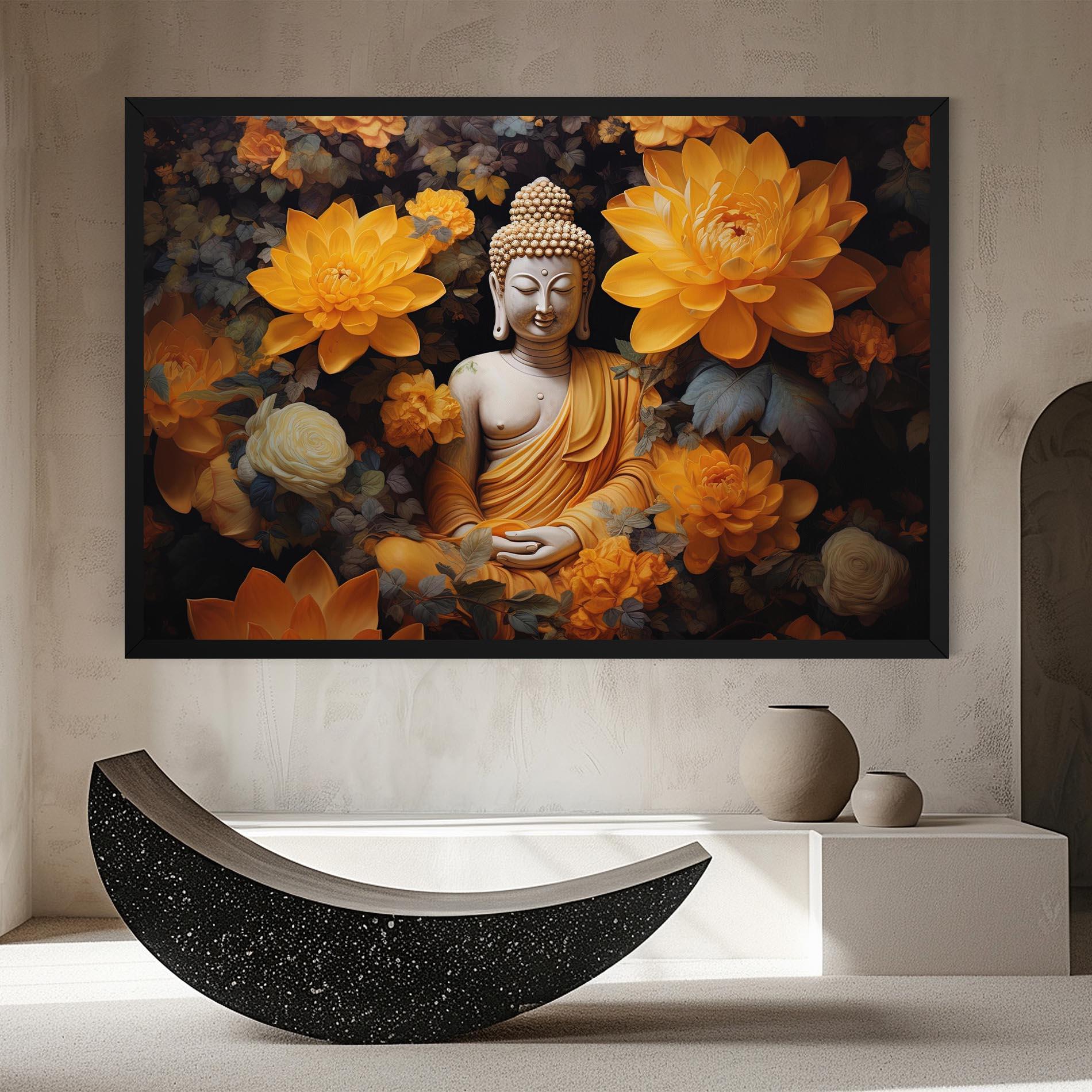 Obraz na Płótnie Buddha Big Flowers mockup 8