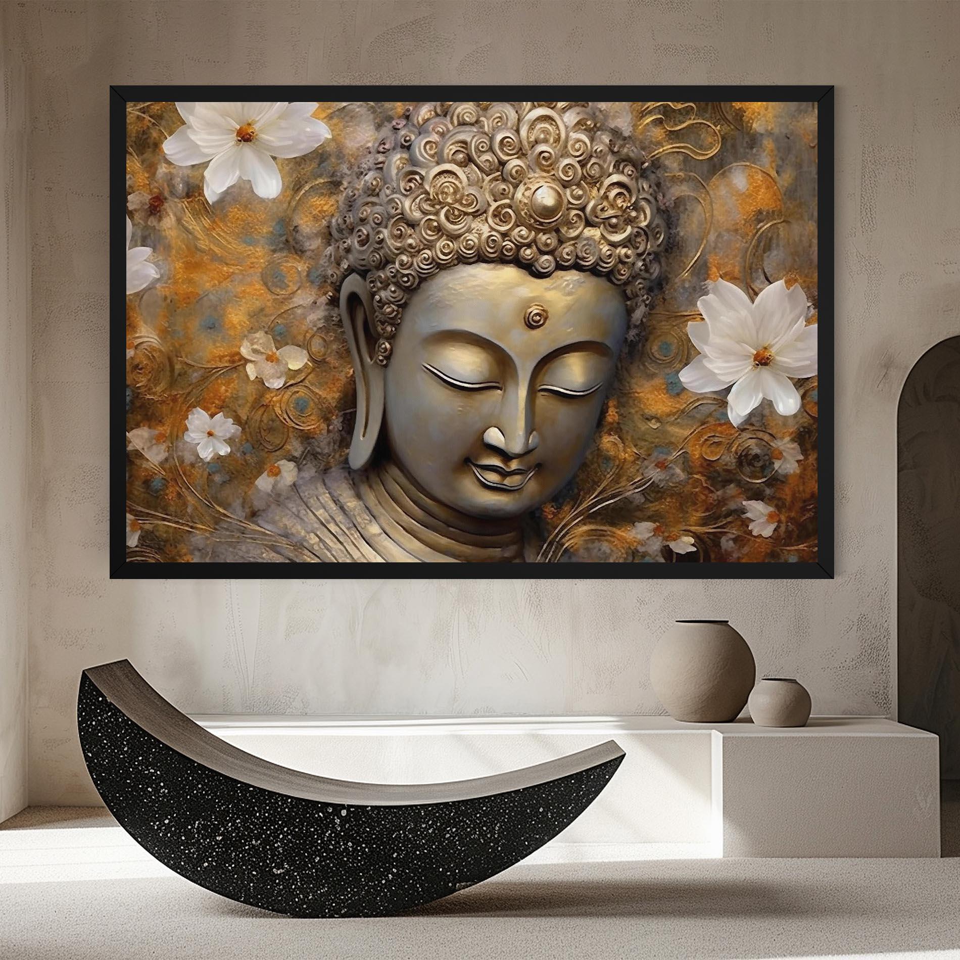 Obraz na Płótnie White Flower Buddha Art mockup 8