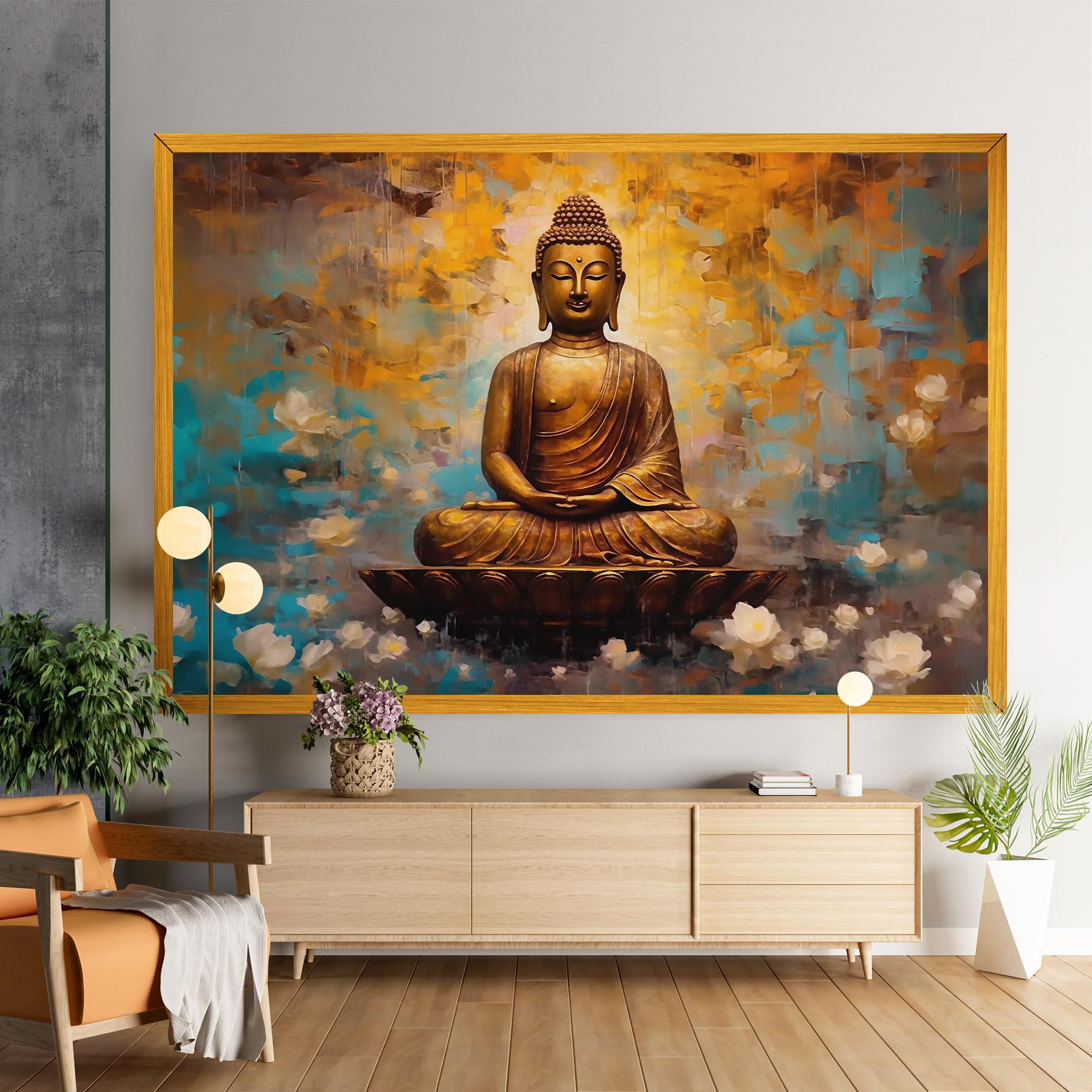 Obraz na Płótnie Blue Gold Buddha mockup 9