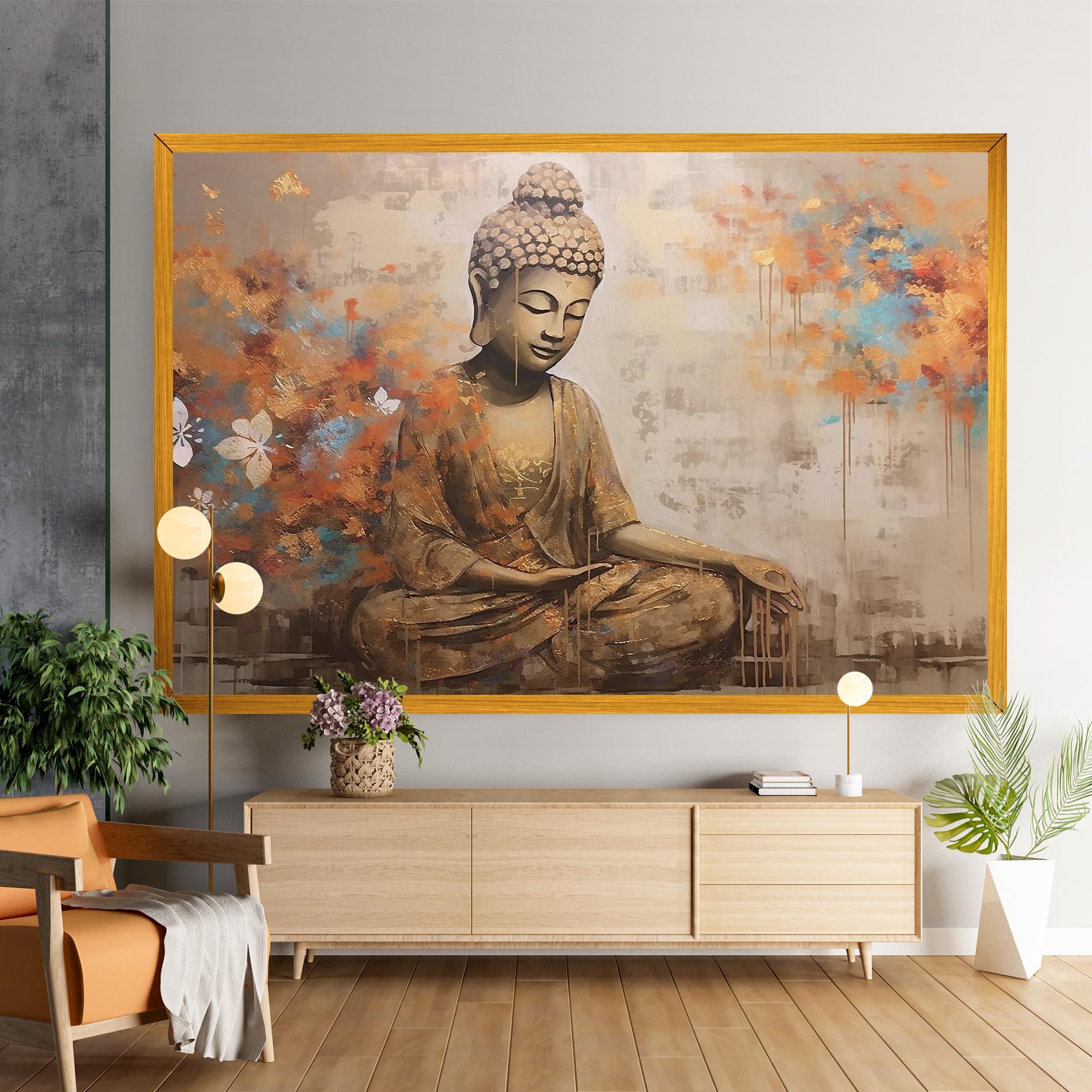 Obraz na Płótnie Buddha Cream Blue mockup 9