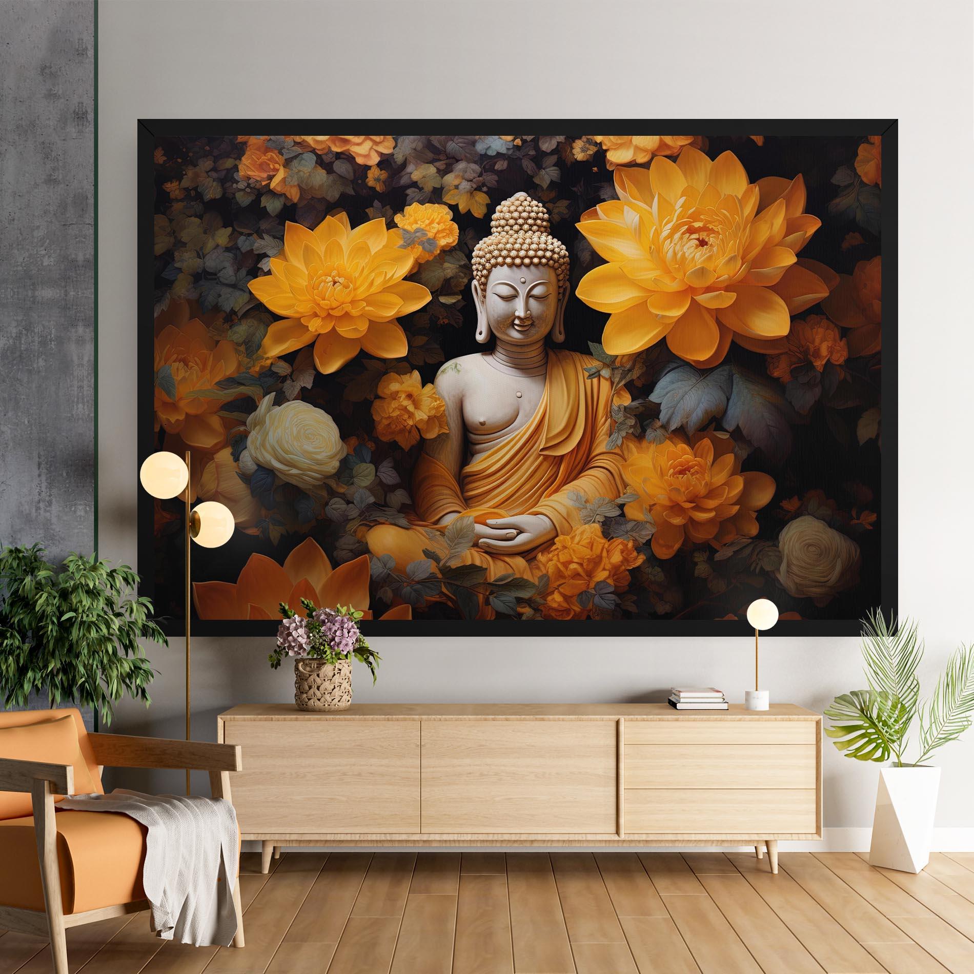 Obraz na Płótnie Buddha Big Flowers mockup 9
