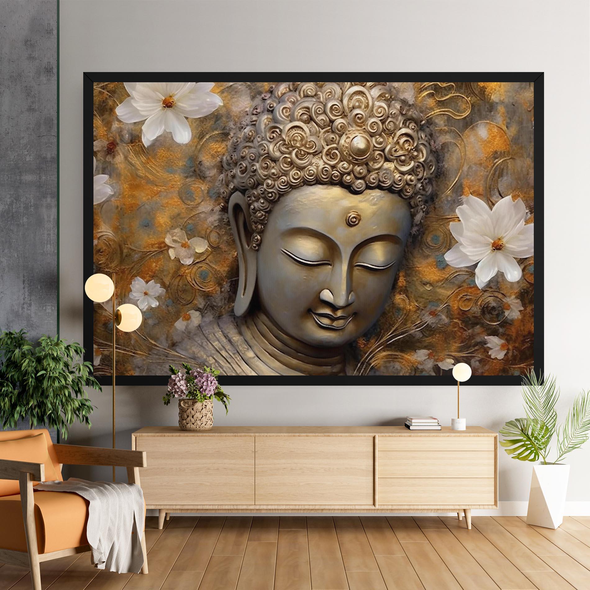 Obraz na Płótnie White Flower Buddha Art mockup 9
