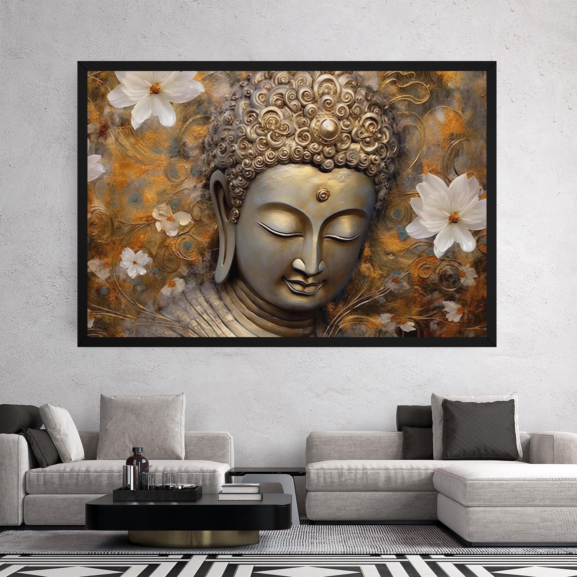 Obraz na Płótnie White Flower Buddha Art mockup 2