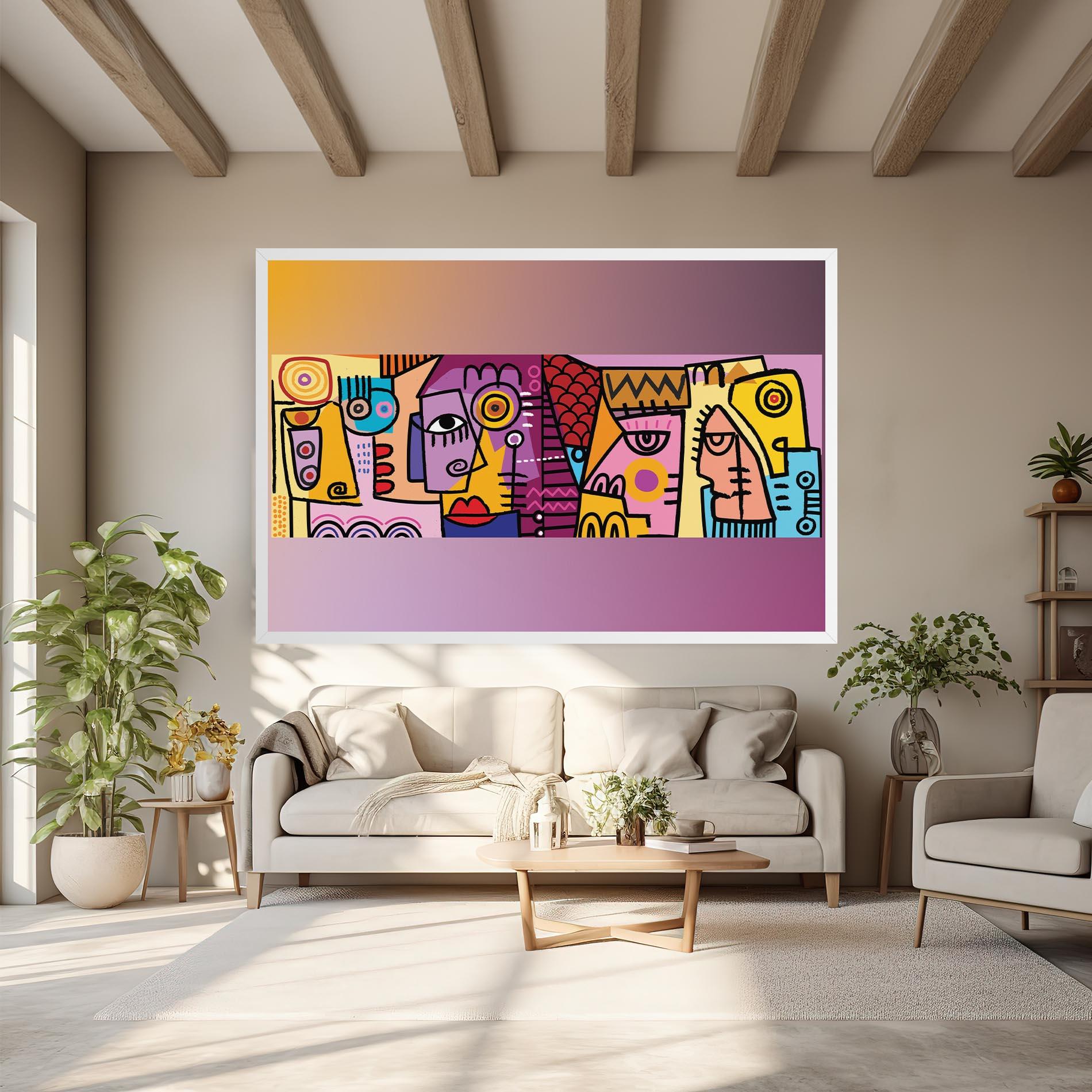 Obraz na Płótnie Face Group Purple mockup 6