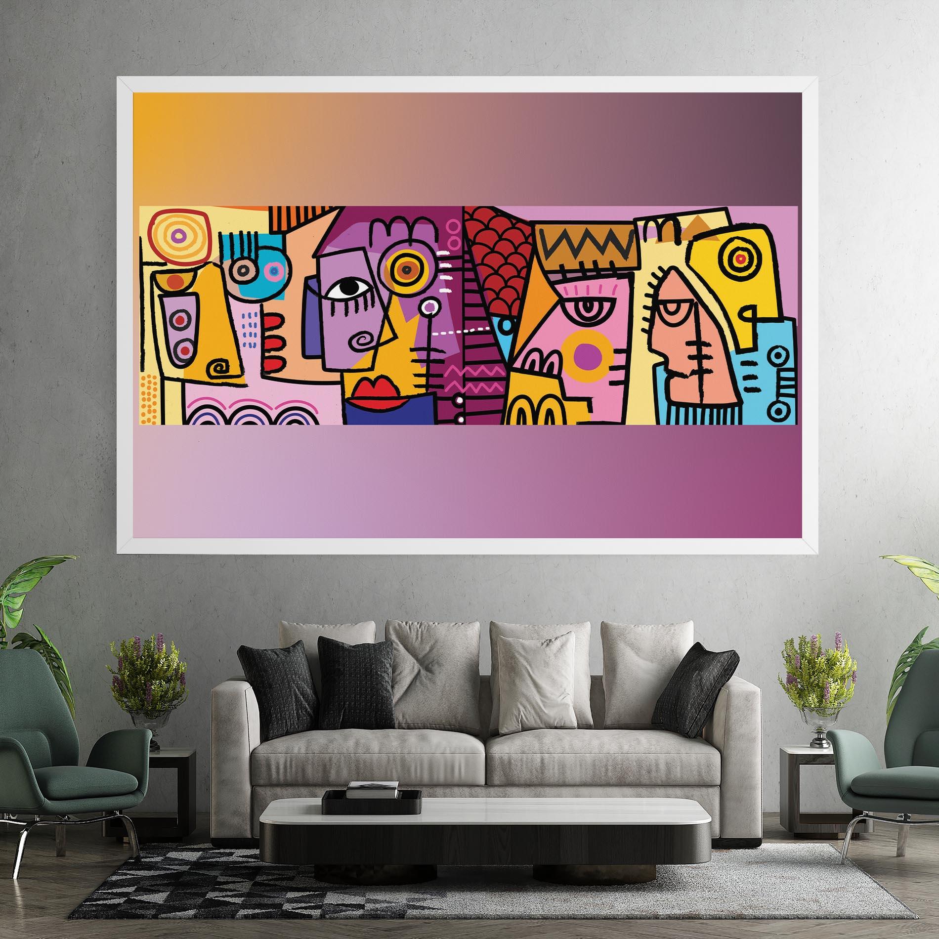 Obraz na Płótnie Face Group Purple mockup 7