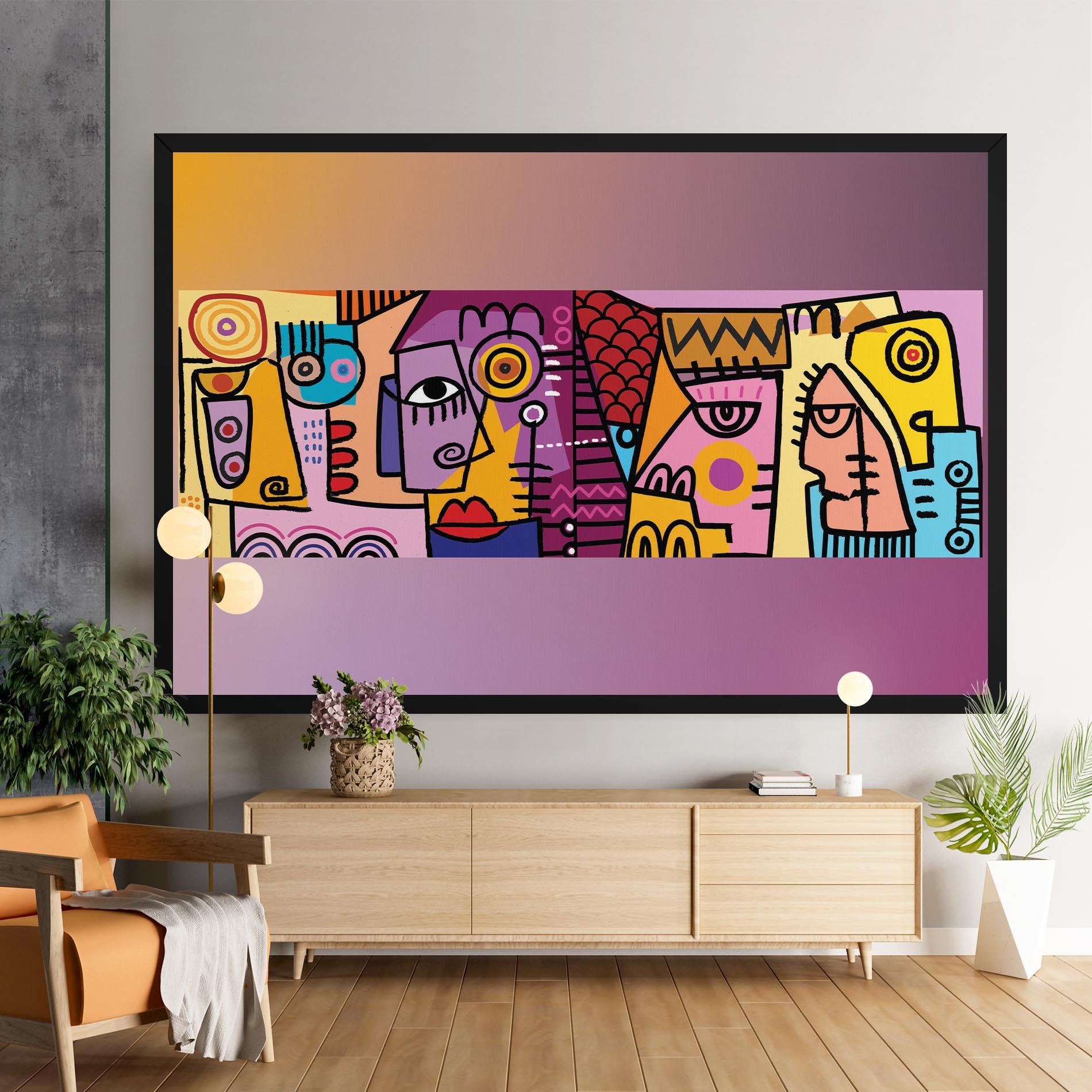 Obraz na Płótnie Face Group Purple mockup 9