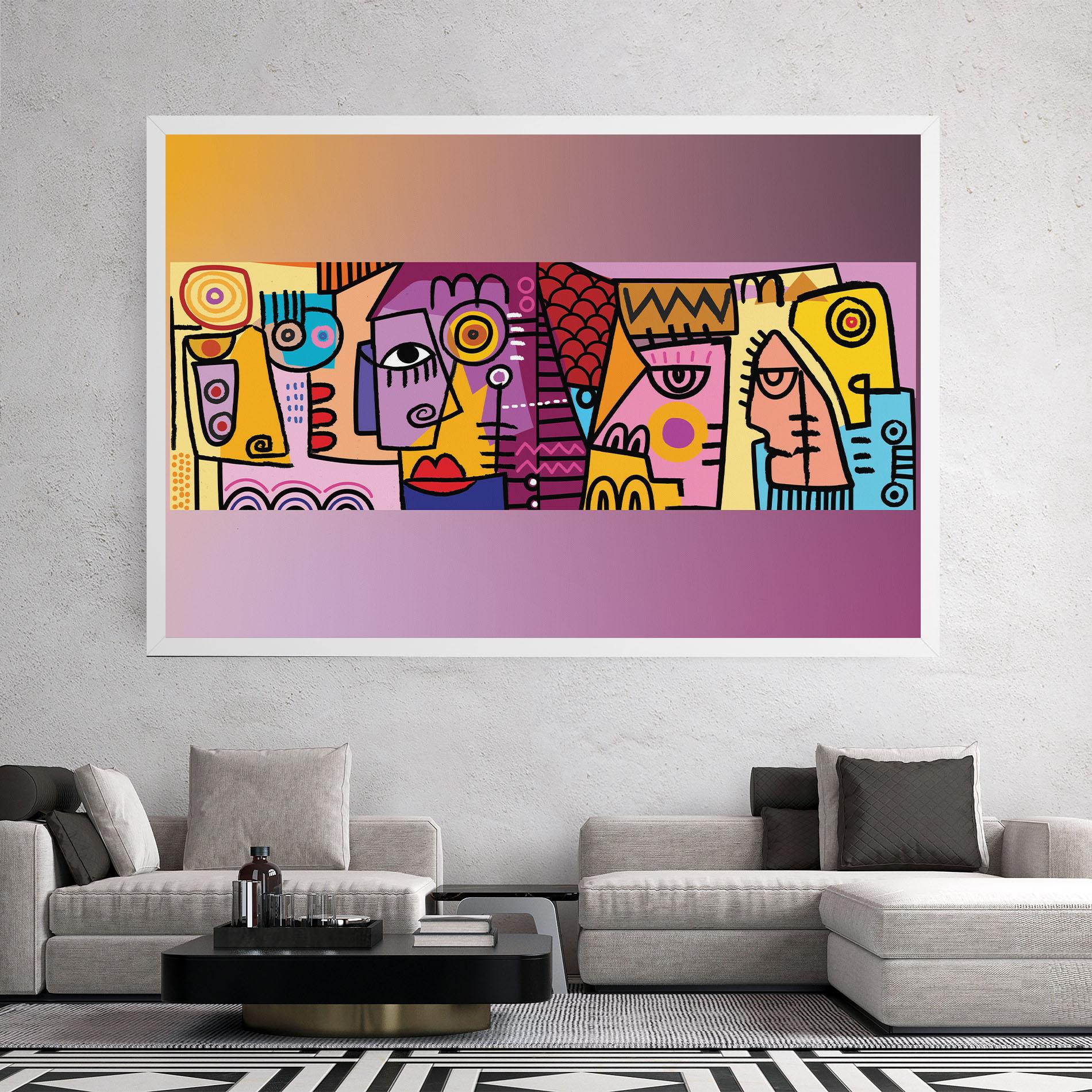 Obraz na Płótnie Face Group Purple mockup 2