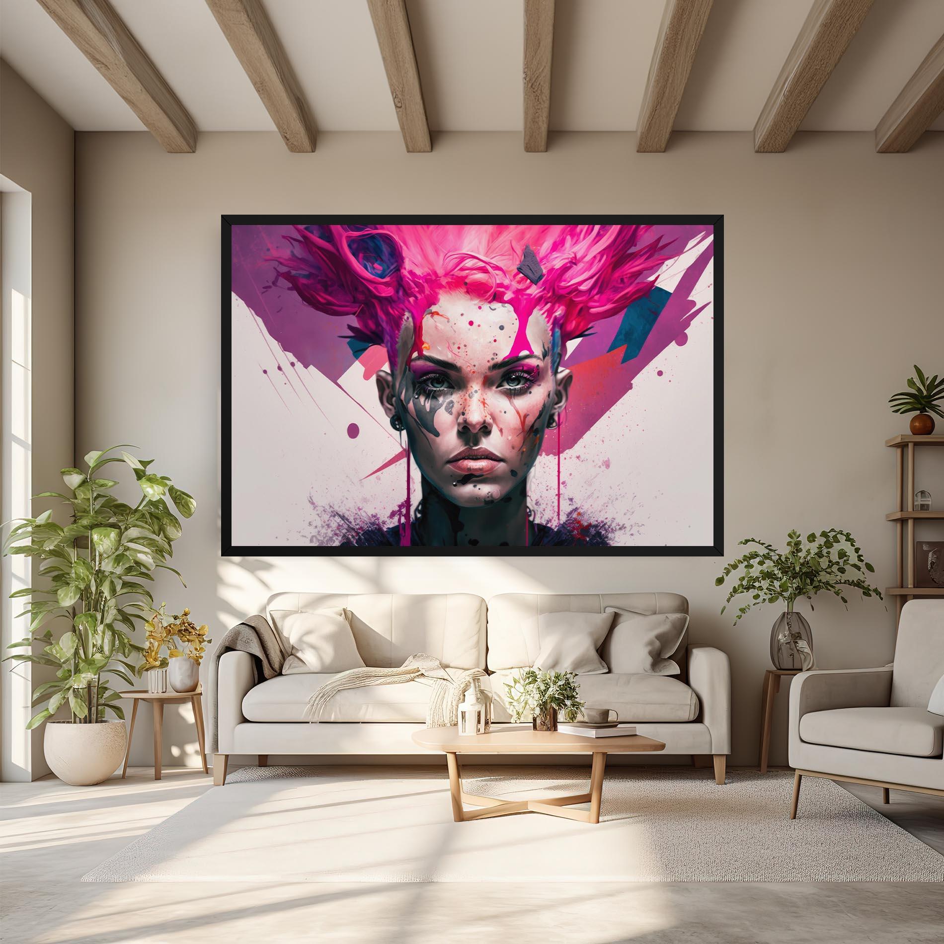 Obraz na Płótnie Abstract Pink Hair mockup 6