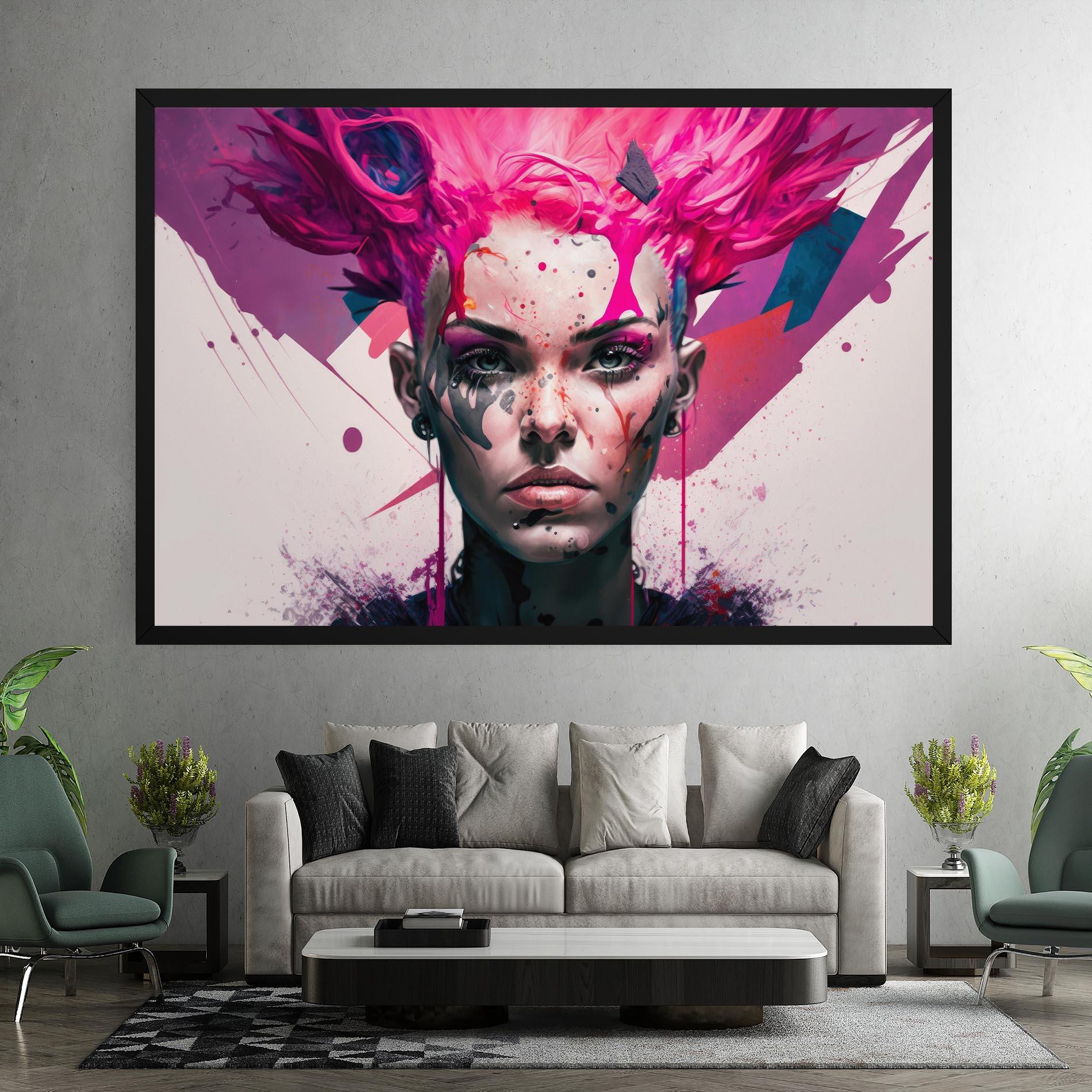 Obraz na Płótnie Abstract Pink Hair mockup 7