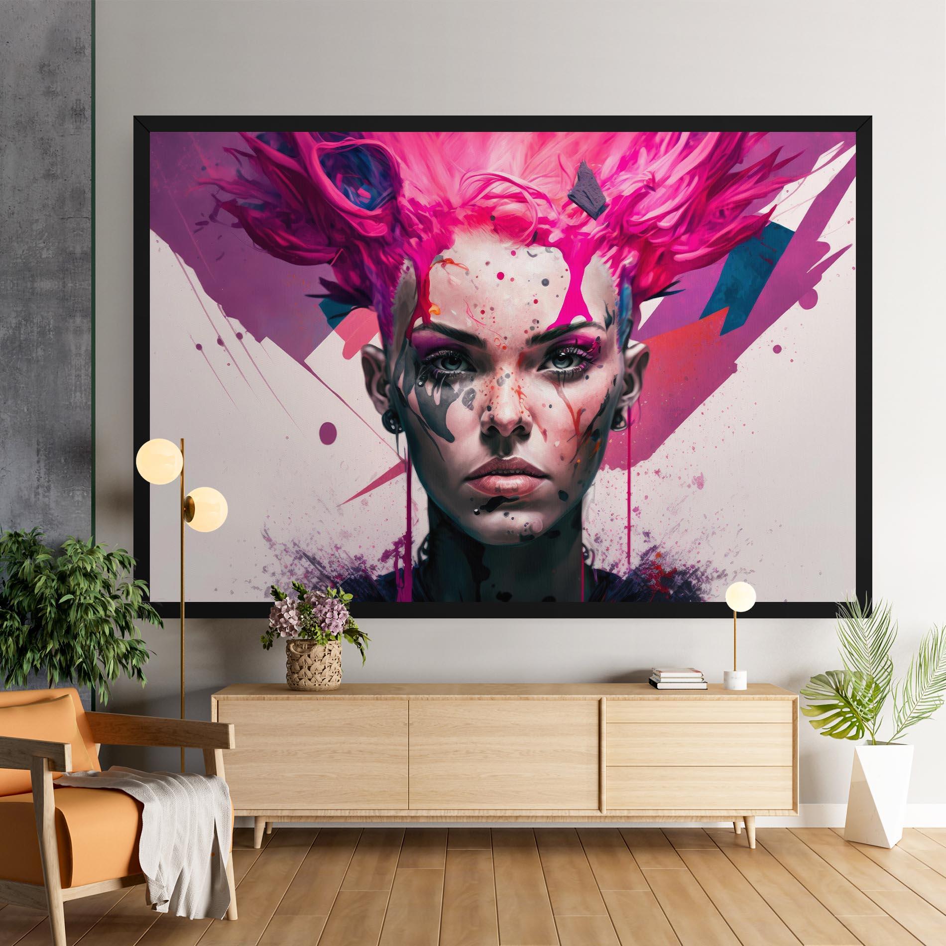 Obraz na Płótnie Abstract Pink Hair mockup 9