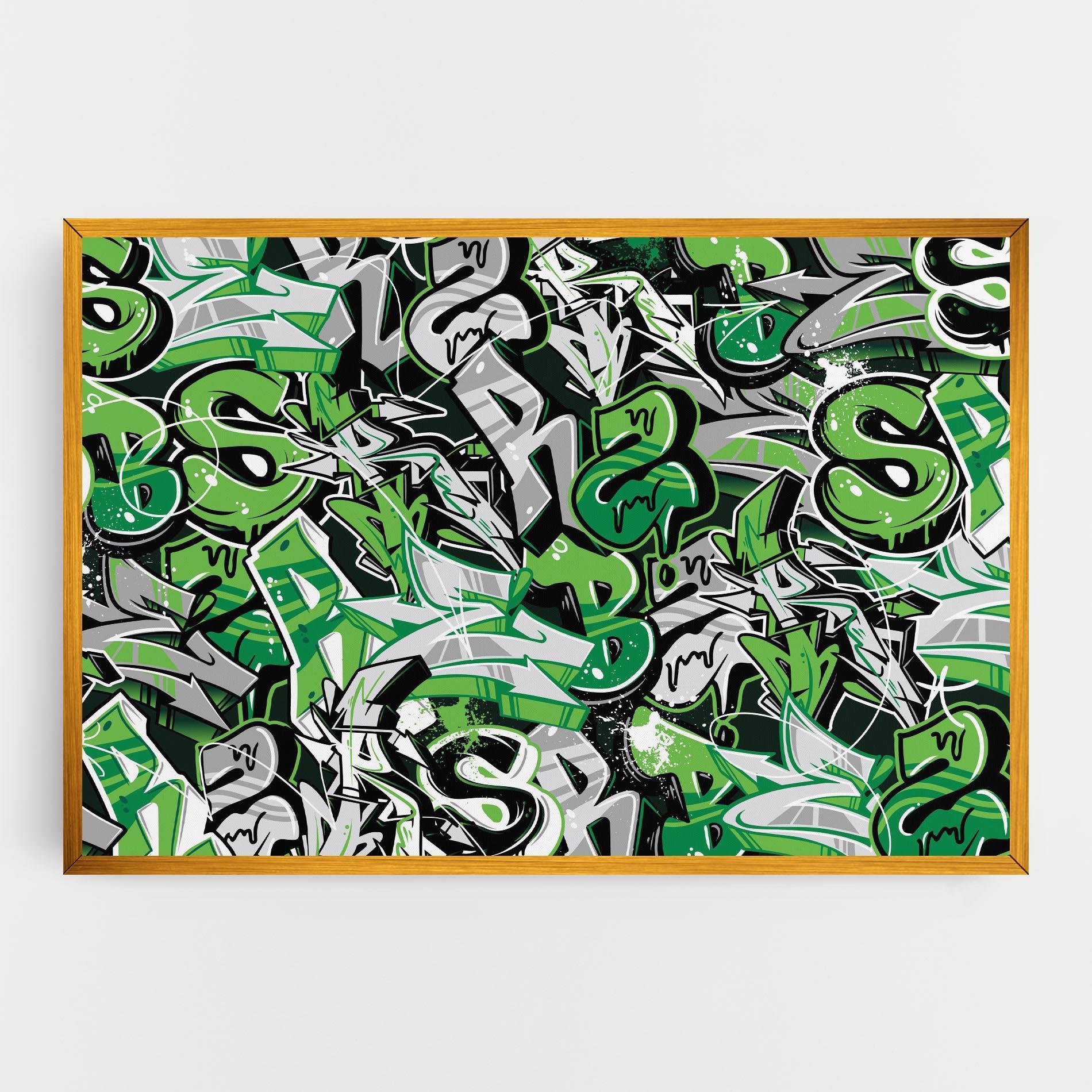 Obraz na Płótnie Green Graffiti Letters mockup 0