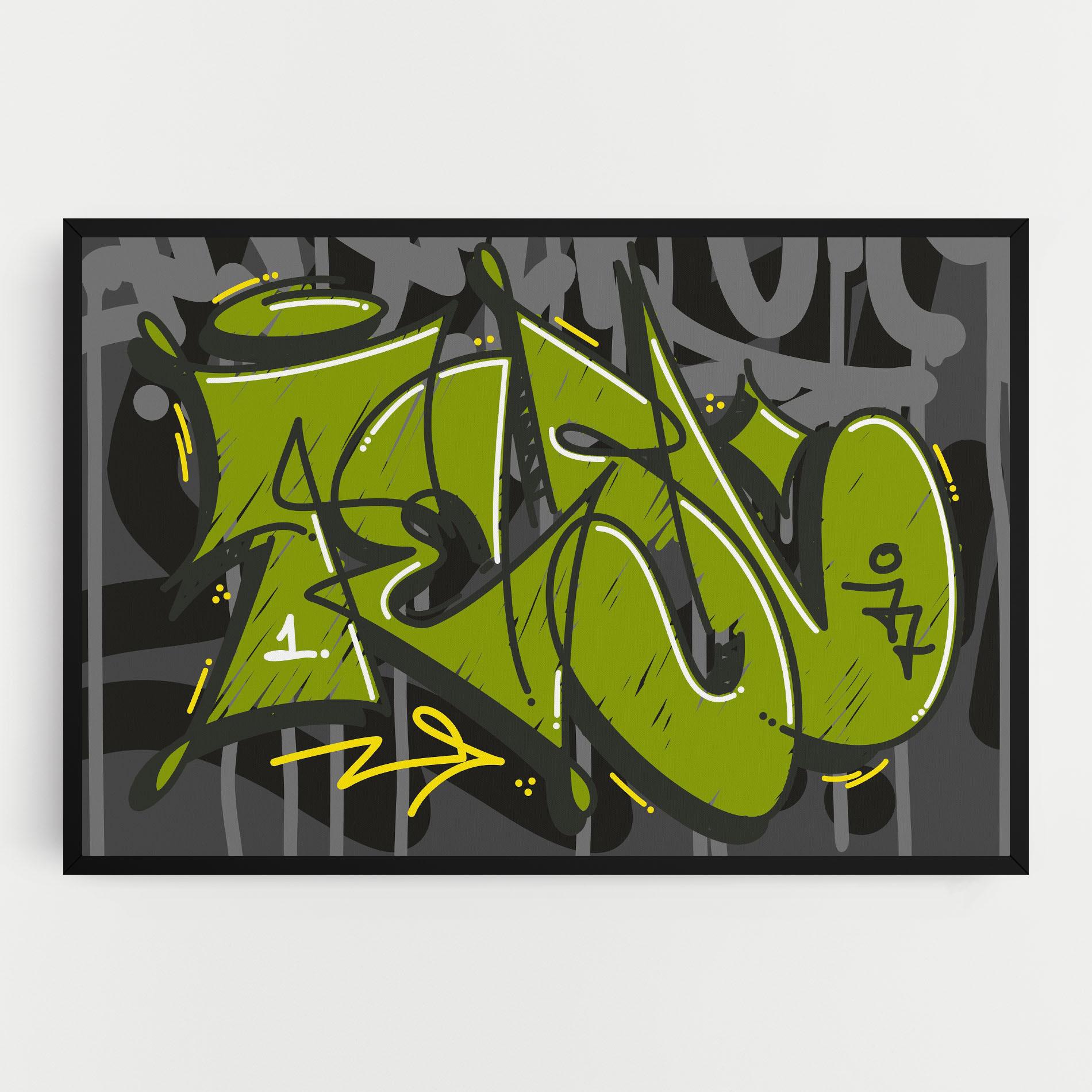 Obraz na Płótnie Green Grey Graffti mockup 0