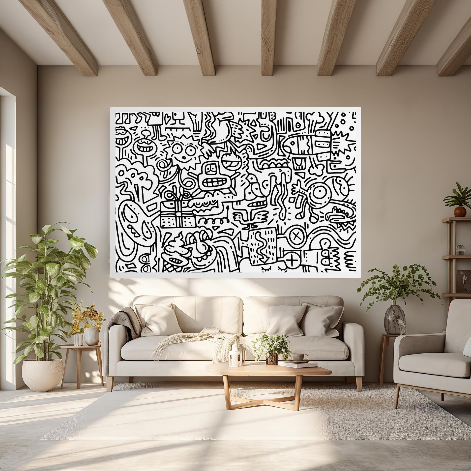 Obraz na Płótnie Doodle Black Line mockup 6