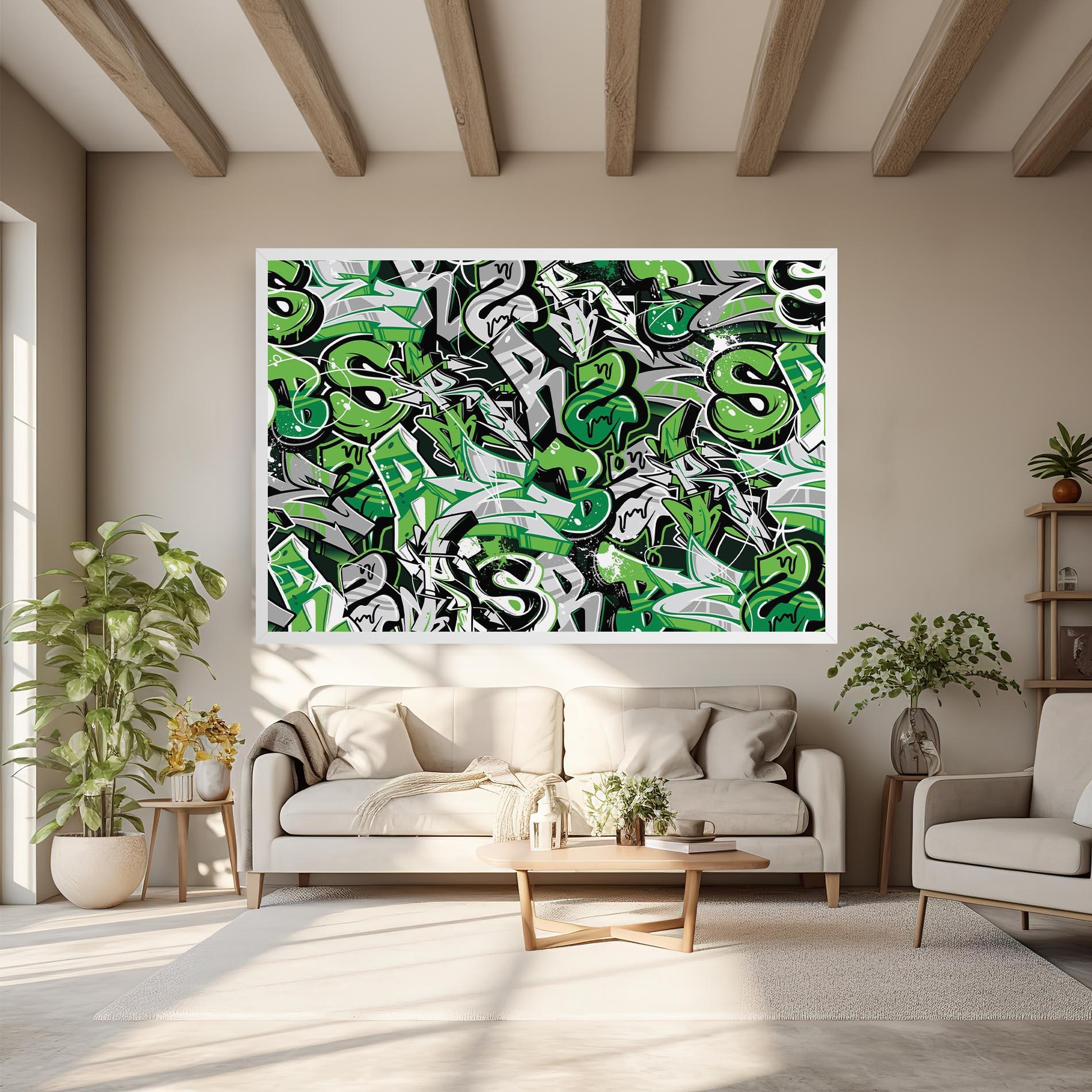 Obraz na Płótnie Green Graffiti Letters mockup 6