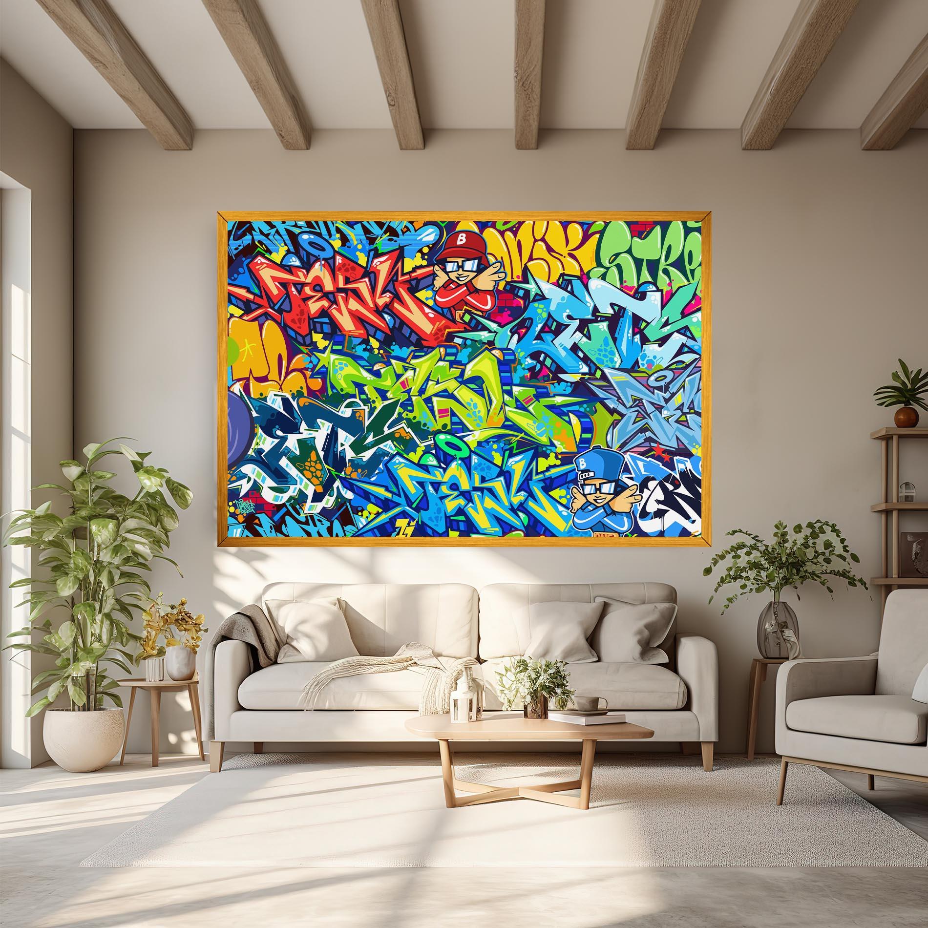 Obraz na Płótnie Colorful Graffiti mockup 6