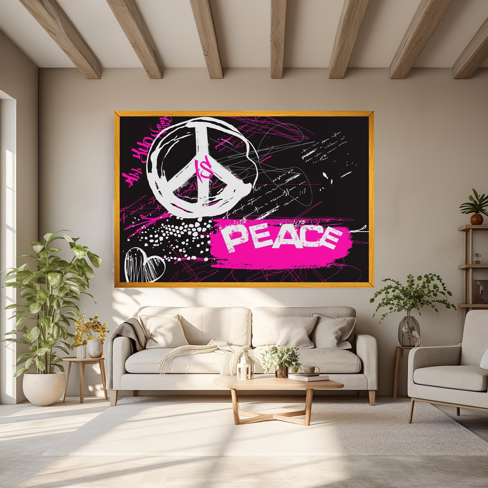 Obraz na Płótnie Graffiti Pink Peace mockup 6