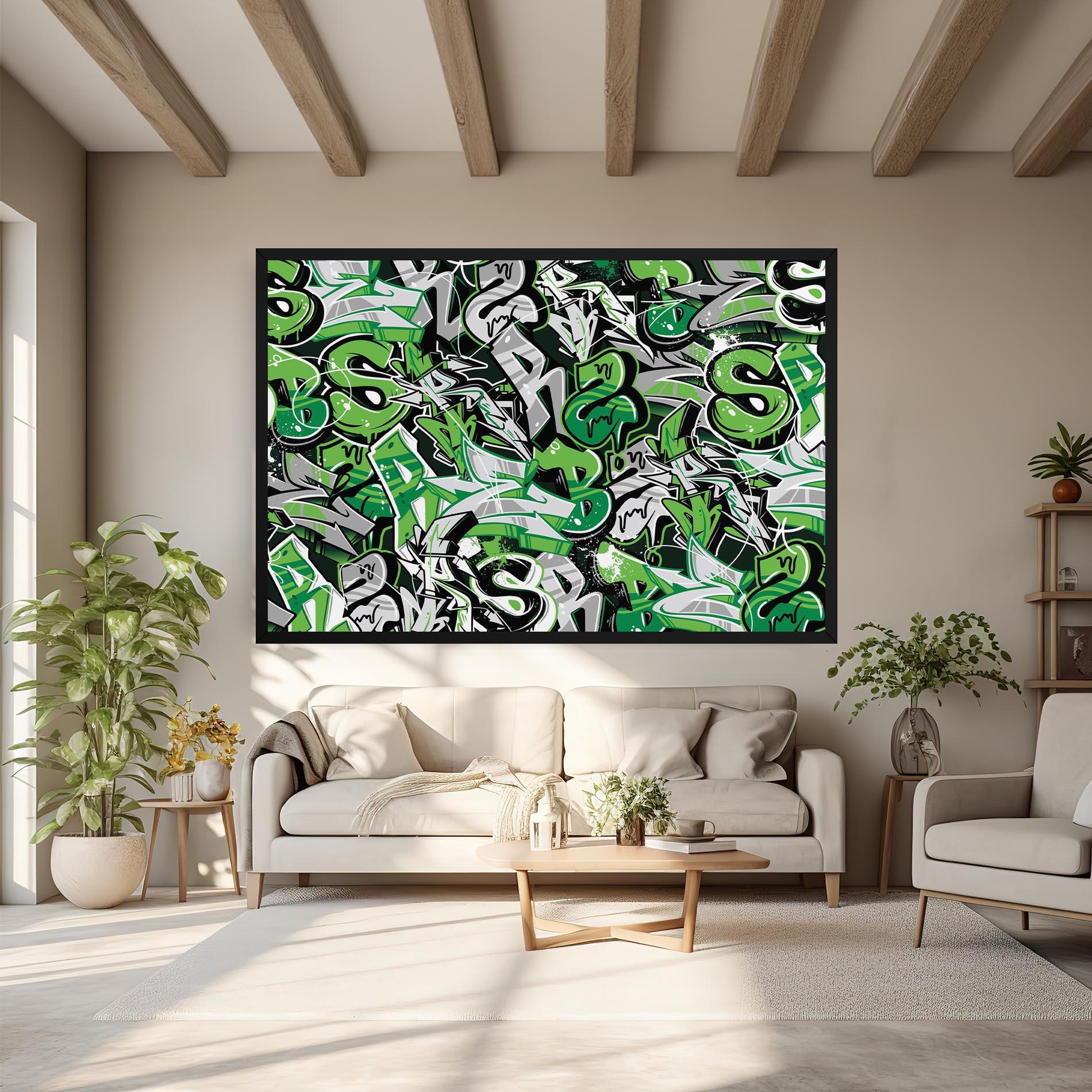 Obraz na Płótnie Green Graffiti Letters mockup 6
