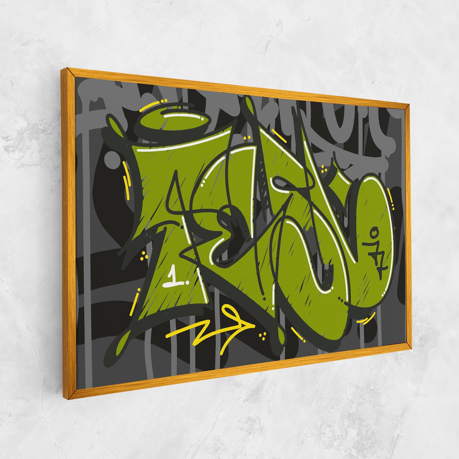 Obraz na Płótnie Green Grey Graffti mockup 1
