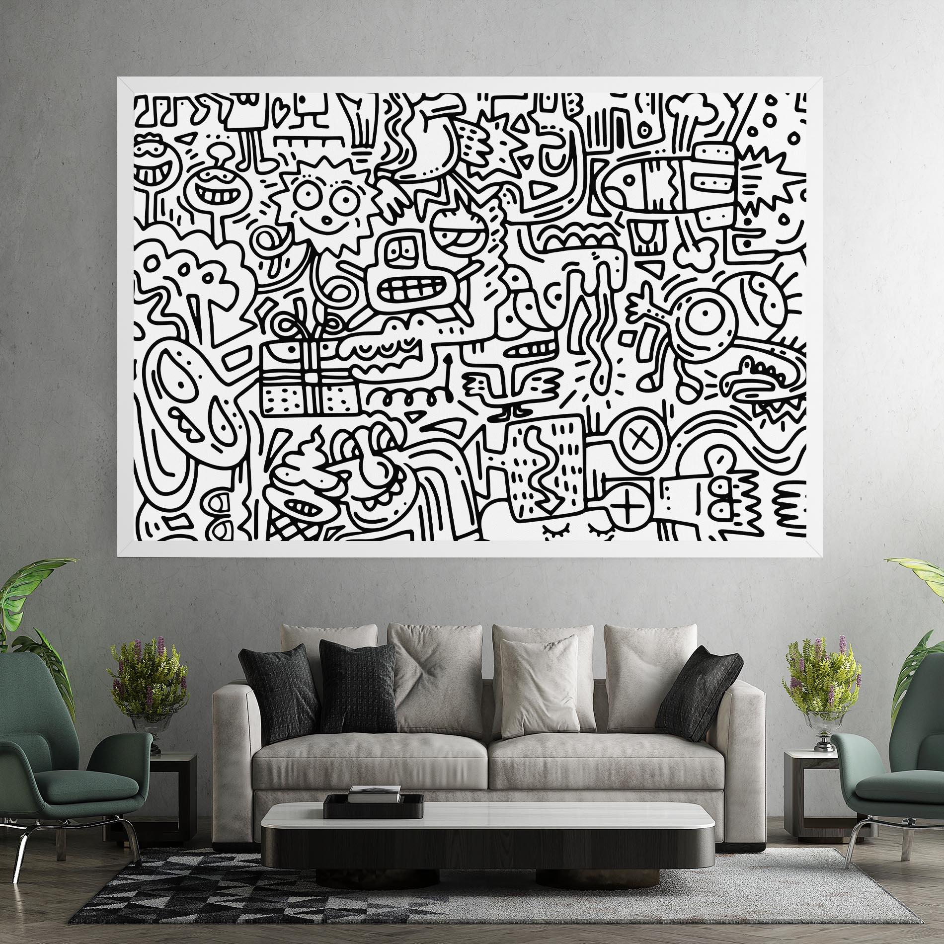 Obraz na Płótnie Doodle Black Line mockup 7