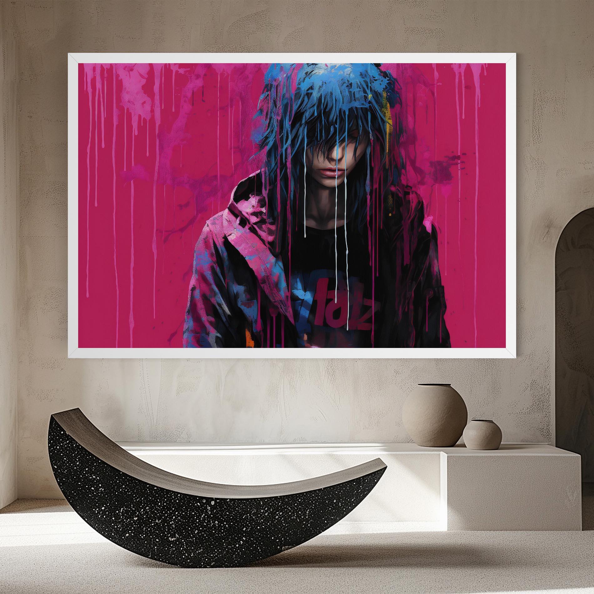 Obraz na Płótnie Blue Pink Falling Paint mockup 8