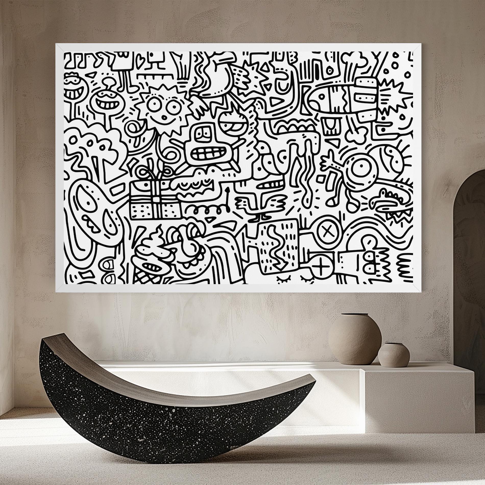 Obraz na Płótnie Doodle Black Line mockup 8