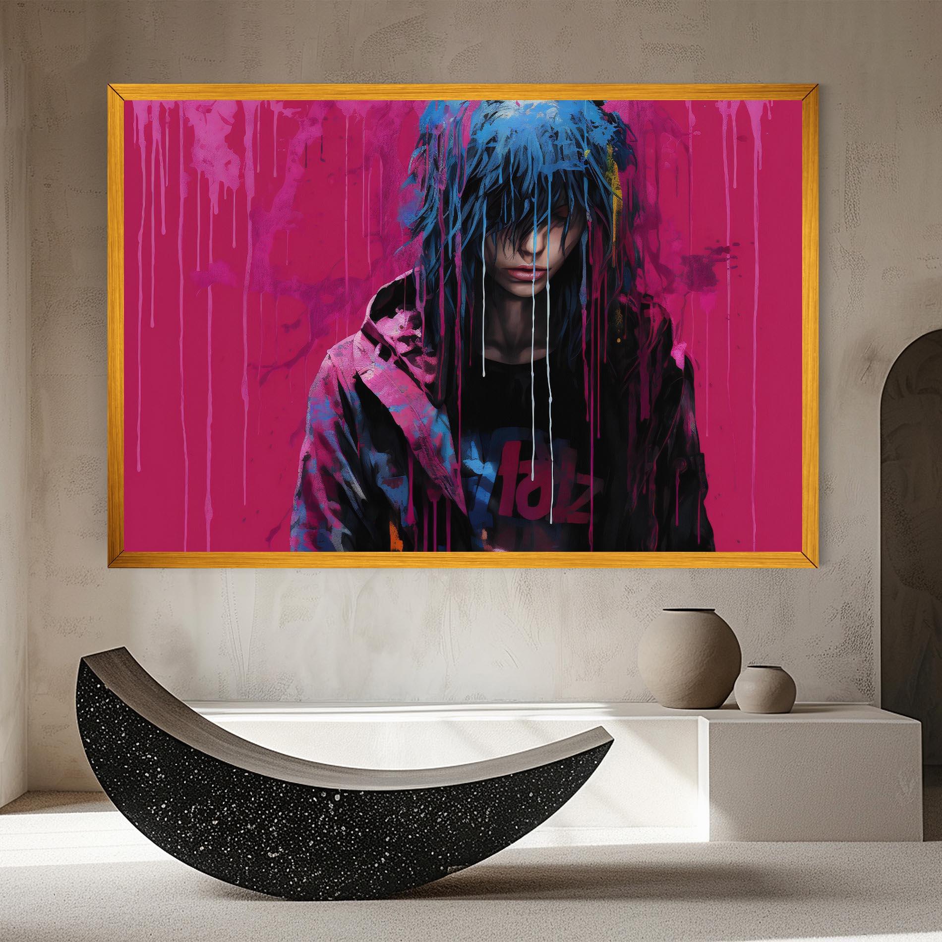 Obraz na Płótnie Blue Pink Falling Paint mockup 8