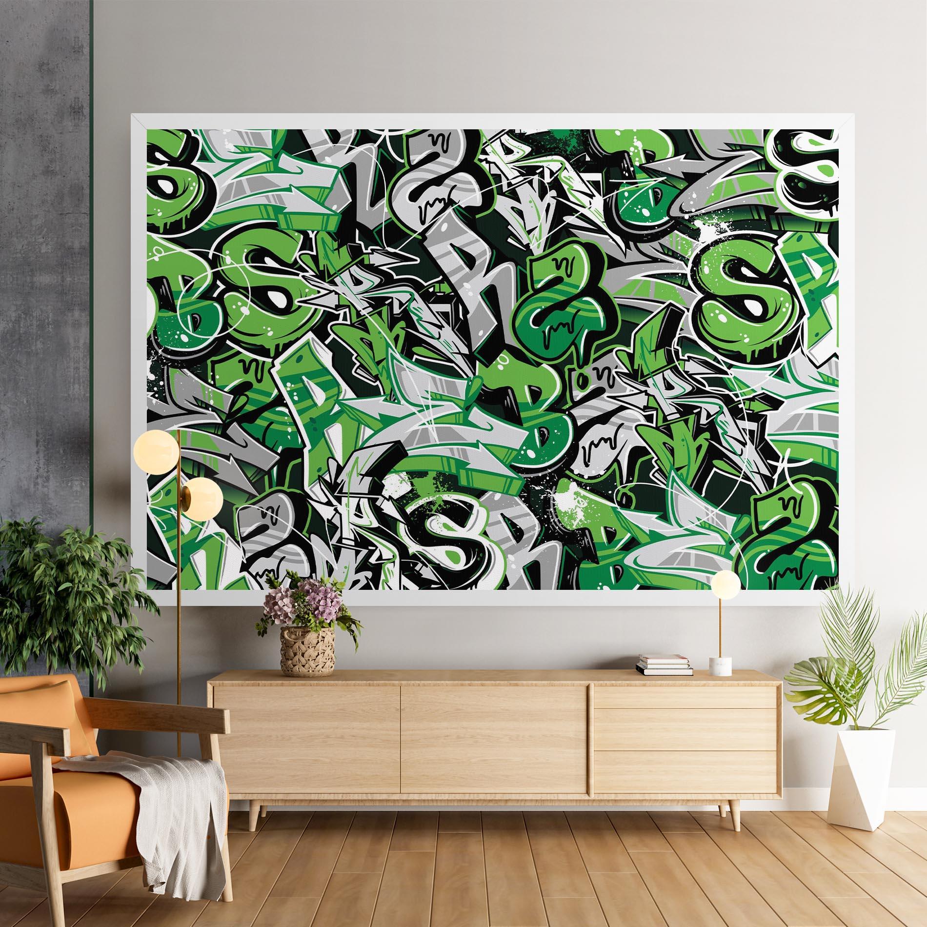 Obraz na Płótnie Green Graffiti Letters mockup 9