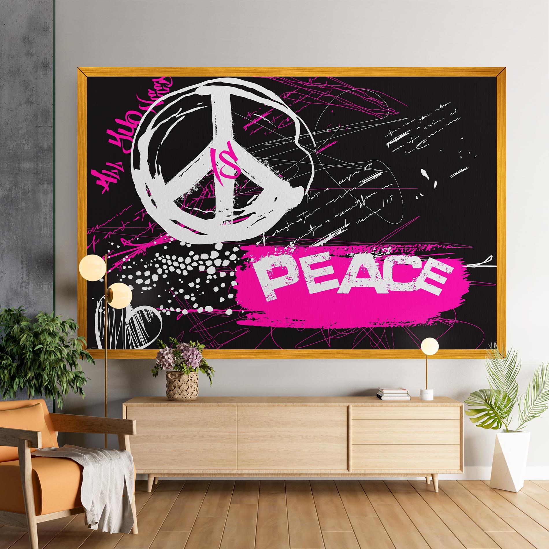 Obraz na Płótnie Graffiti Pink Peace mockup 9