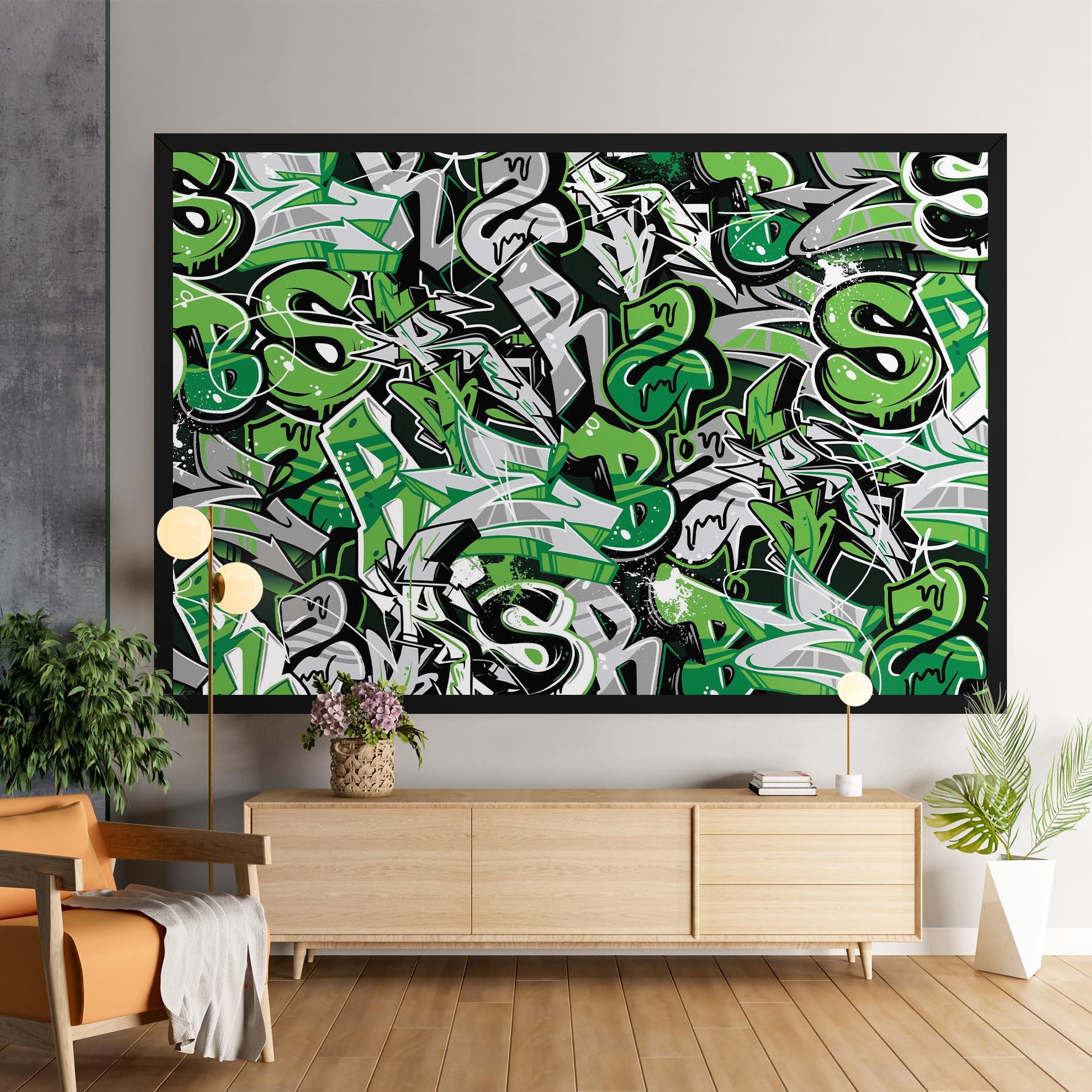 Obraz na Płótnie Green Graffiti Letters mockup 9